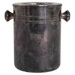 French Silver-Plated Champagne Bucket, Cylindrical Form, 20th Century