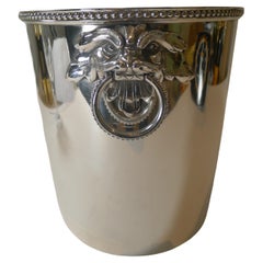 French Silver Plated Champagne Bucket, Foo Dog Handles by Ercuis, Paris