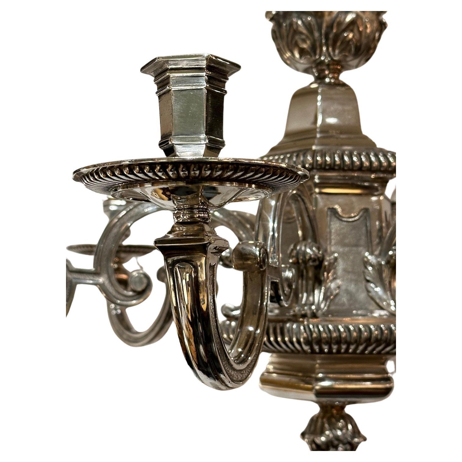 Mid-20th Century French Silver-Plated Chandelier For Sale