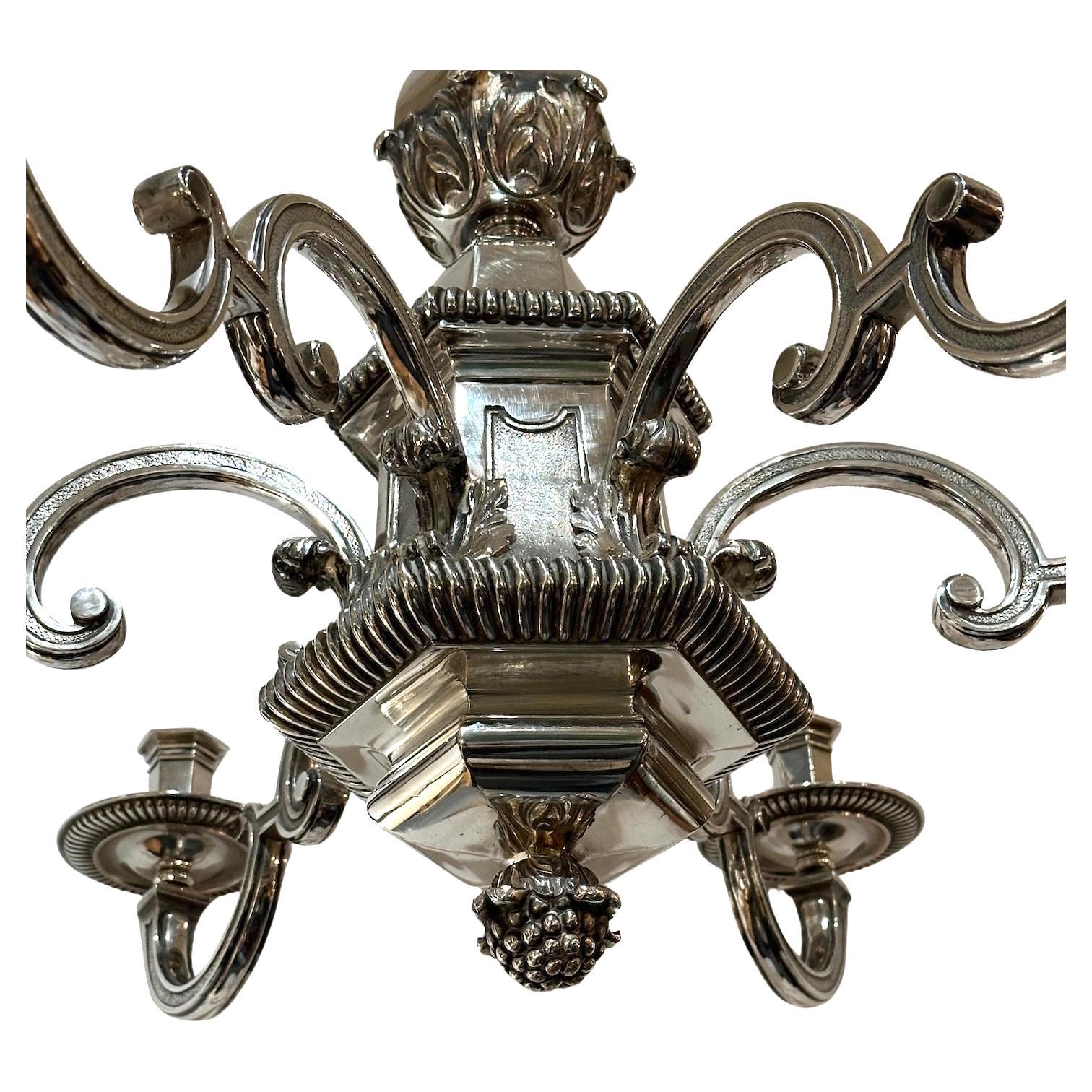 French Silver-Plated Chandelier For Sale 2