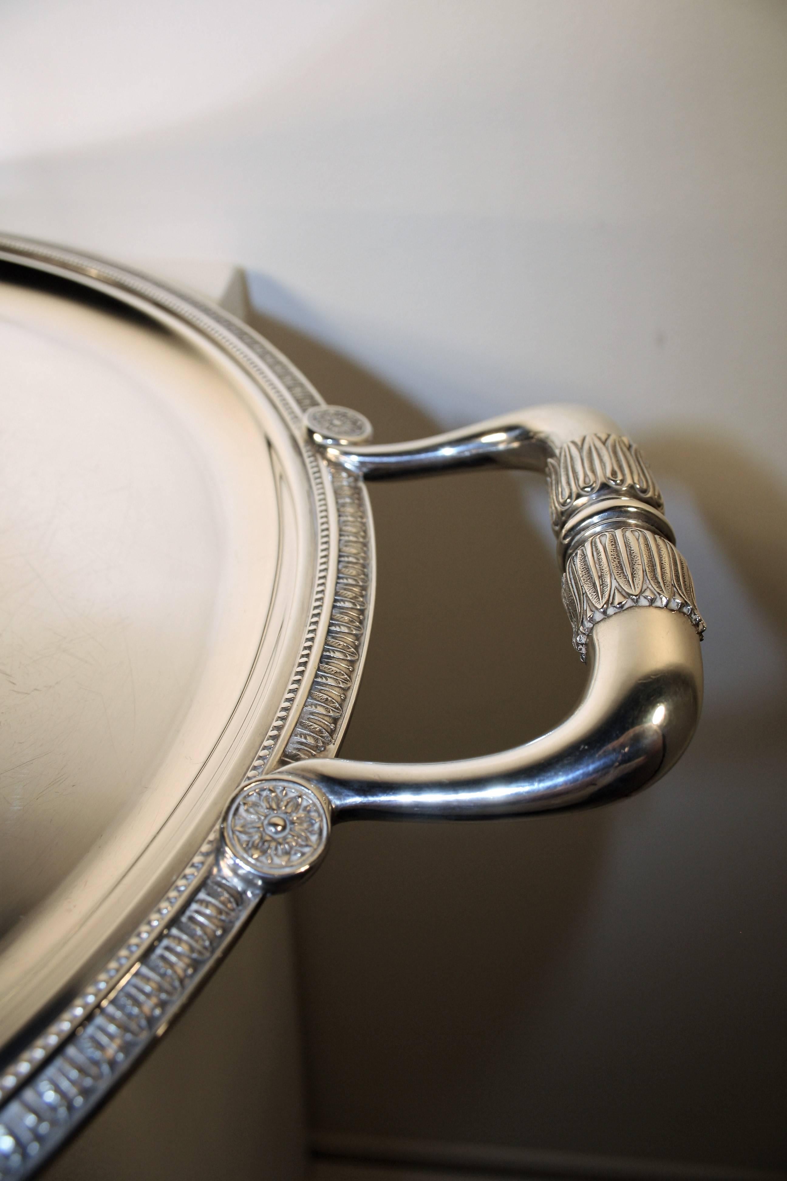 Empire French Silver Plated Christofle Tray For Sale