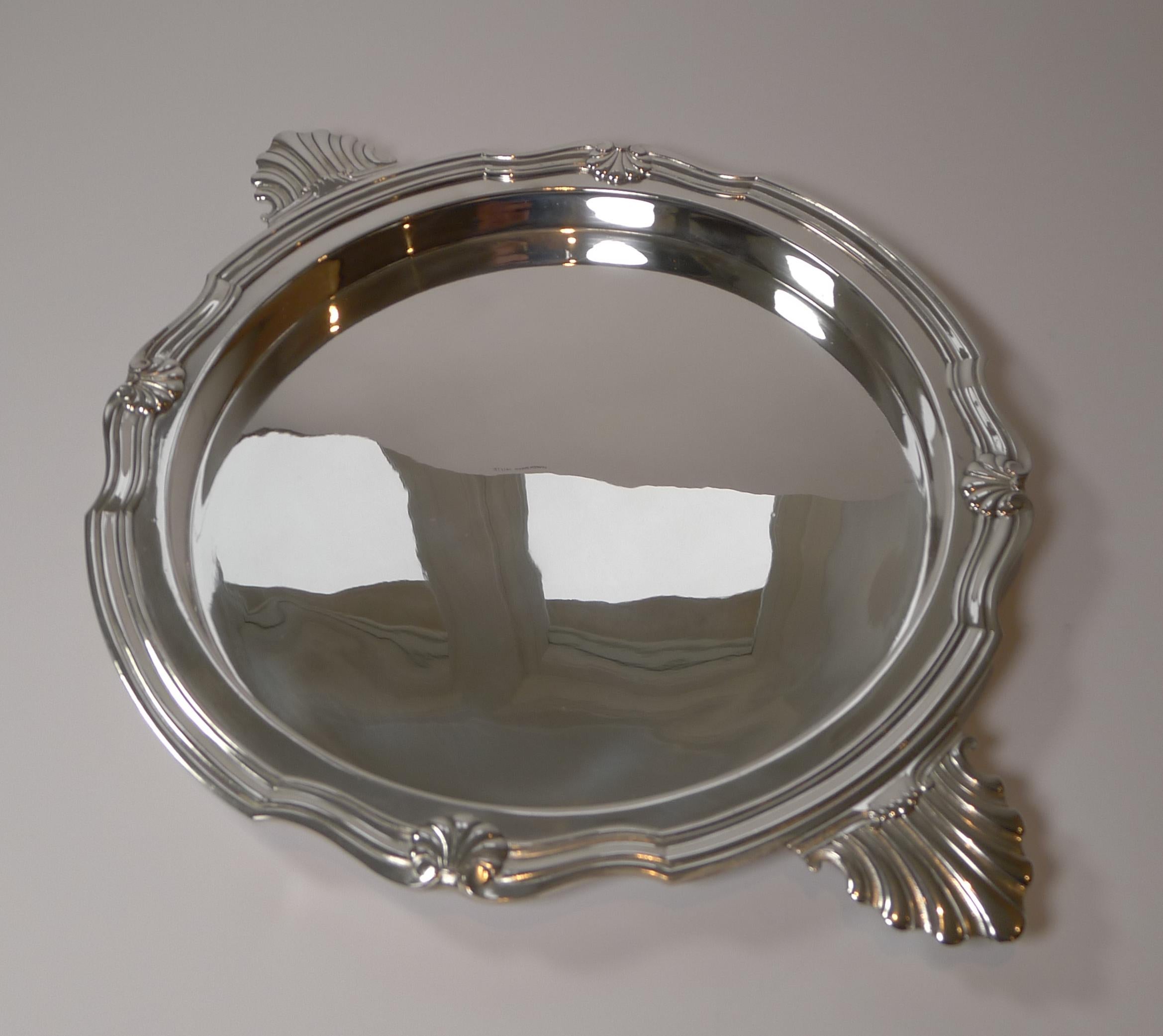 Art Nouveau French Silver Plated Cocktail or Serving Tray by Victor Saglier, Paris For Sale