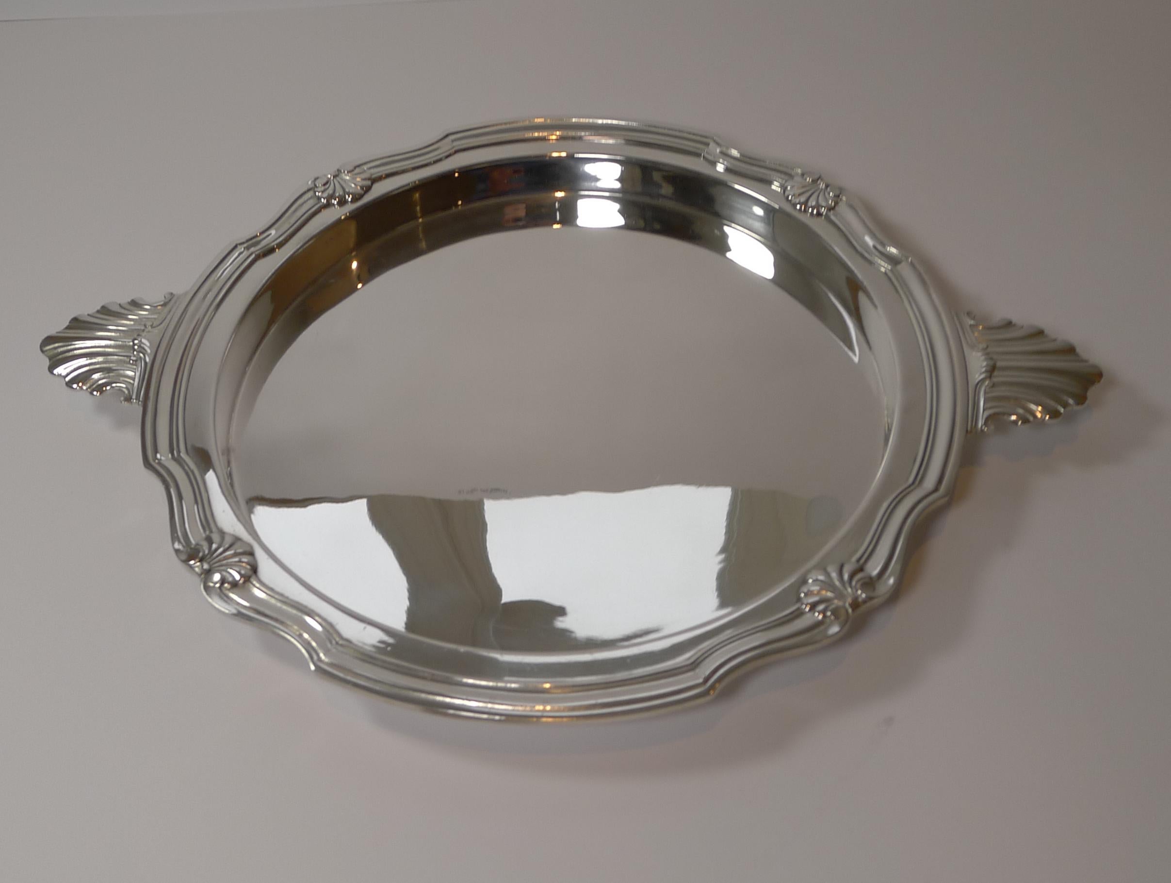 French Silver Plated Cocktail or Serving Tray by Victor Saglier, Paris In Good Condition For Sale In Bath, GB