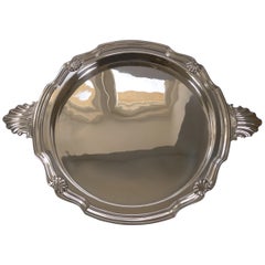 Antique French Silver Plated Cocktail or Serving Tray by Victor Saglier, Paris