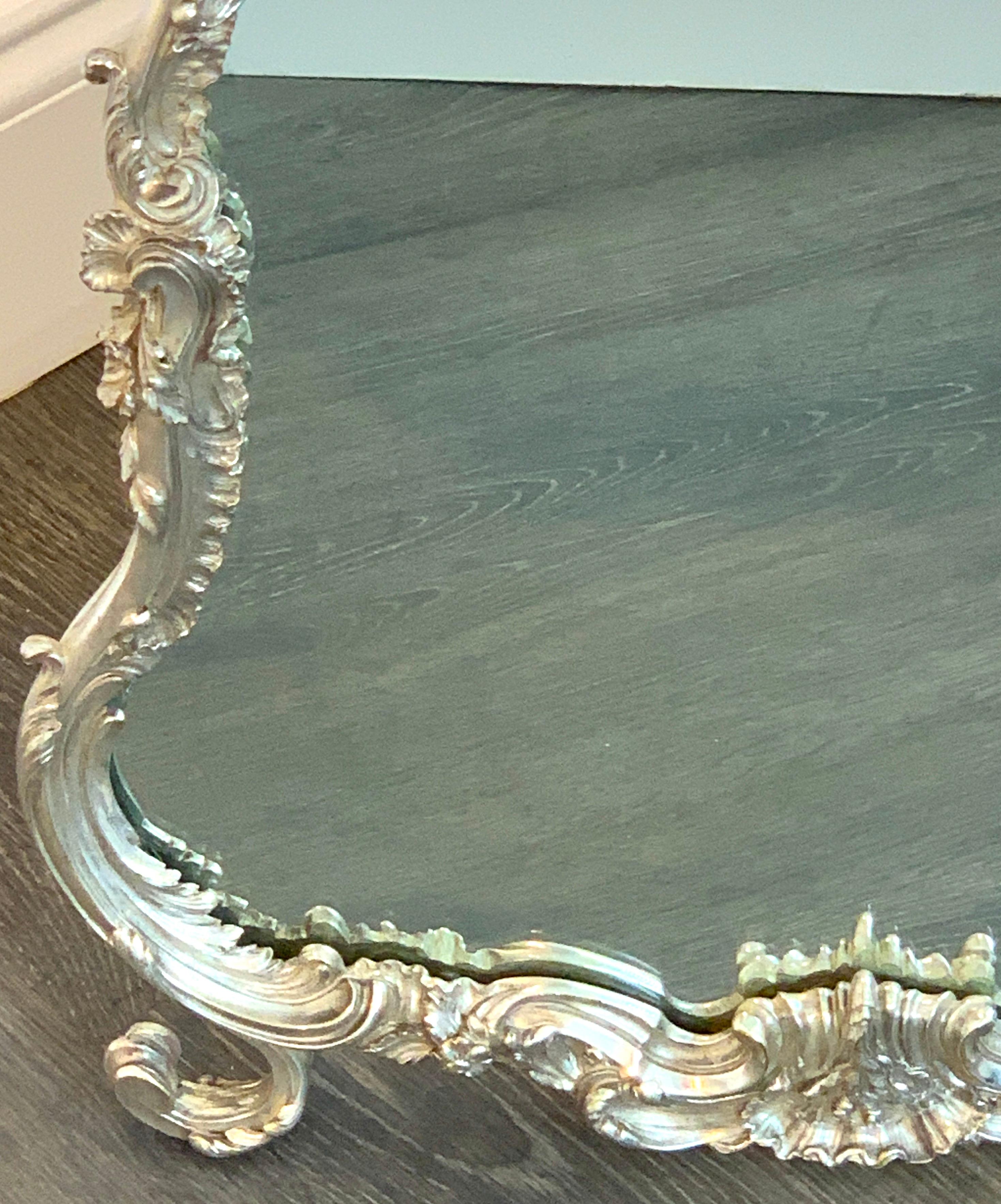 Cast French Silver Plated Dressing Mirror, Attributed to Christofle
