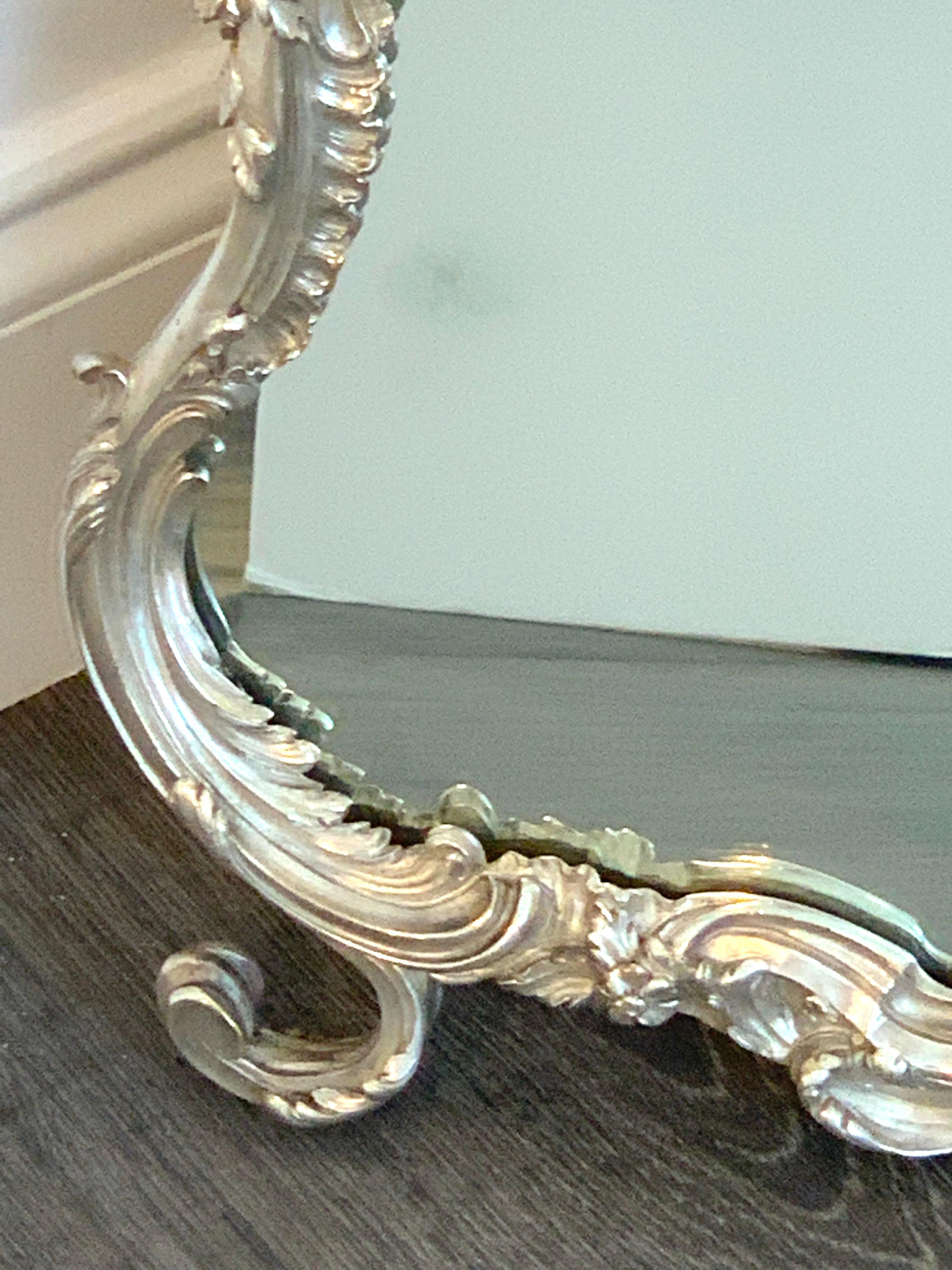 French Silver Plated Dressing Mirror, Attributed to Christofle In Good Condition In West Palm Beach, FL
