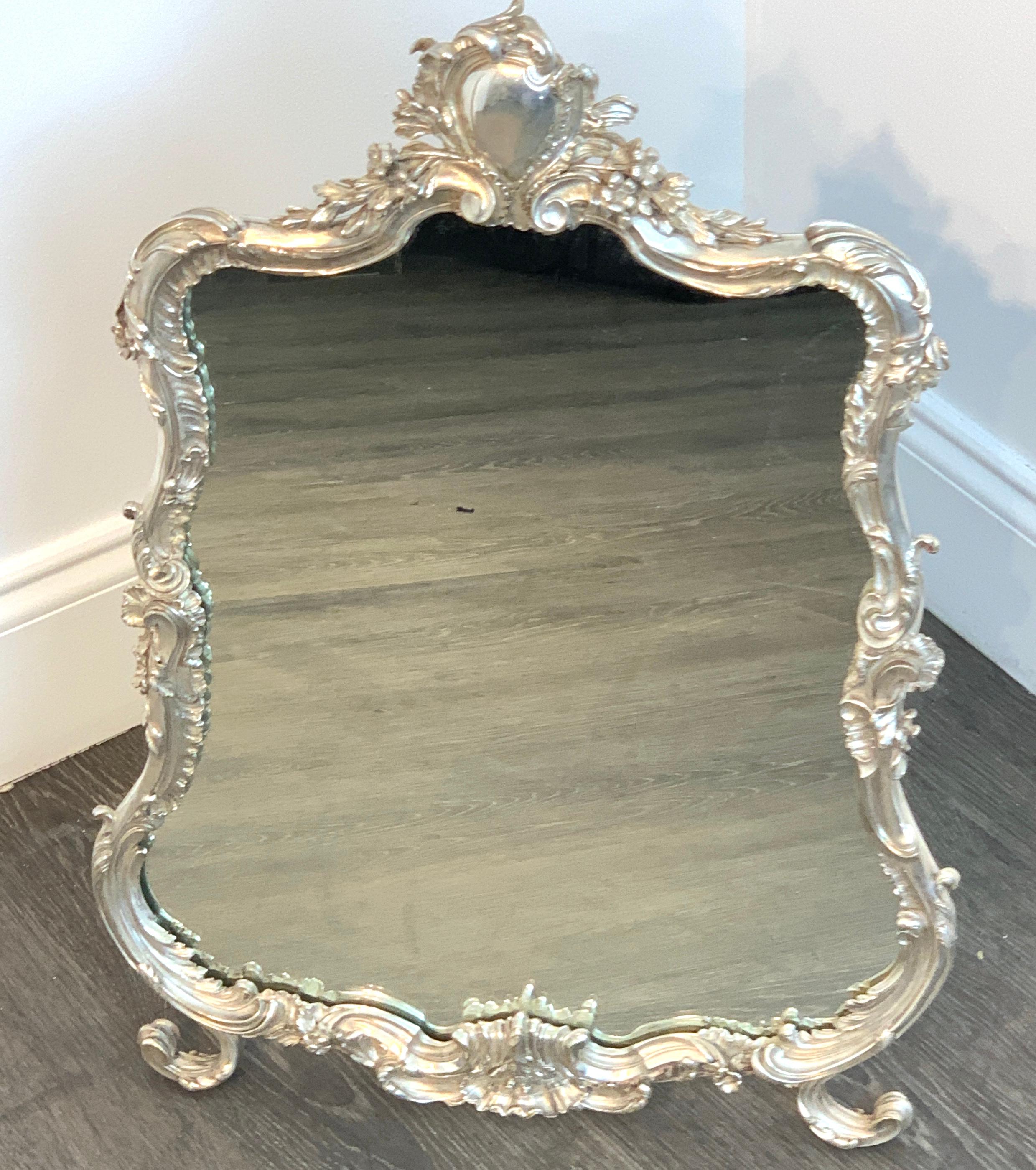 French Silver Plated Dressing Mirror, Attributed to Christofle 1