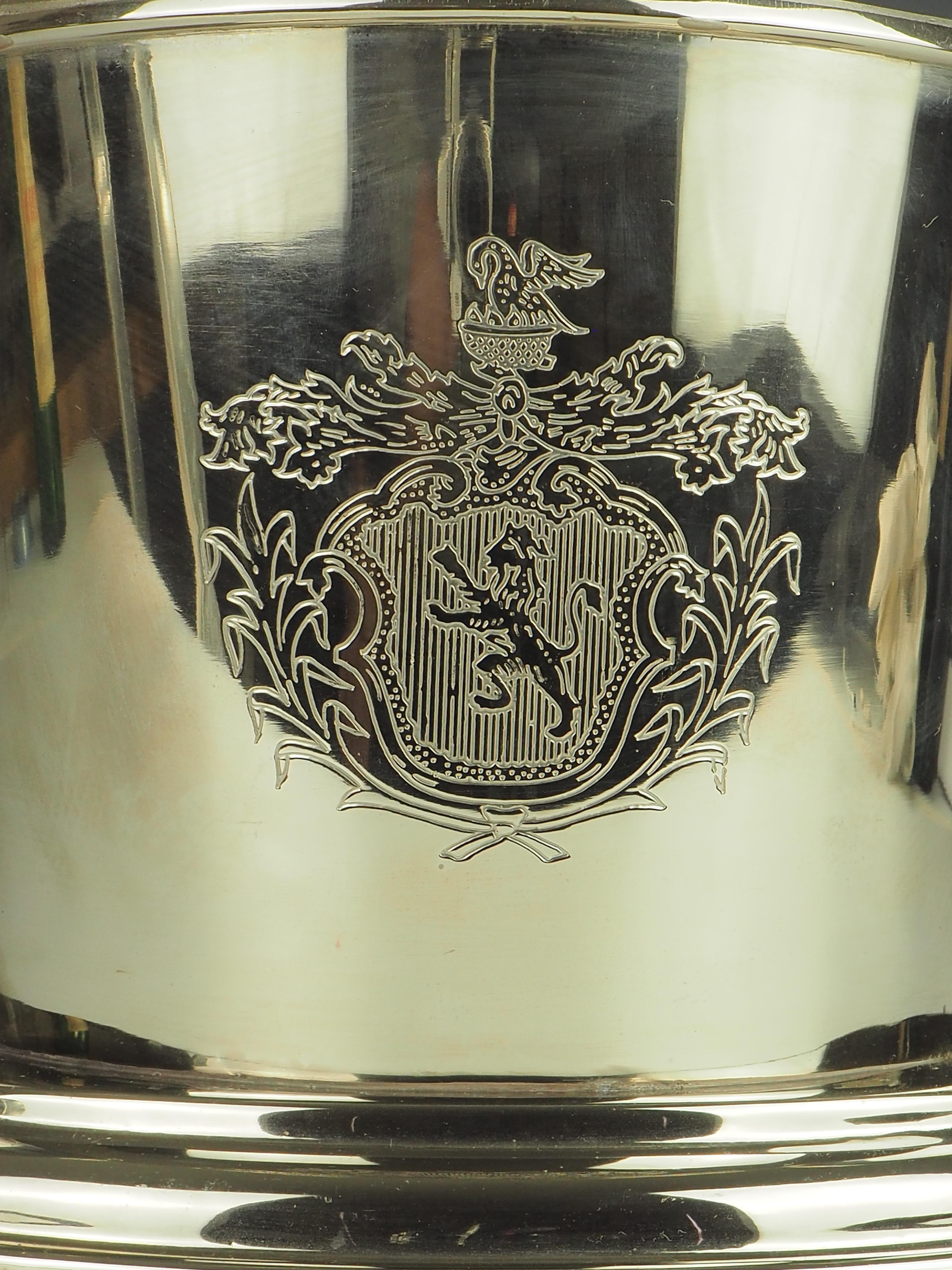 Cubitera enfriadora de vino doble bañada en plata francesa en venta 1