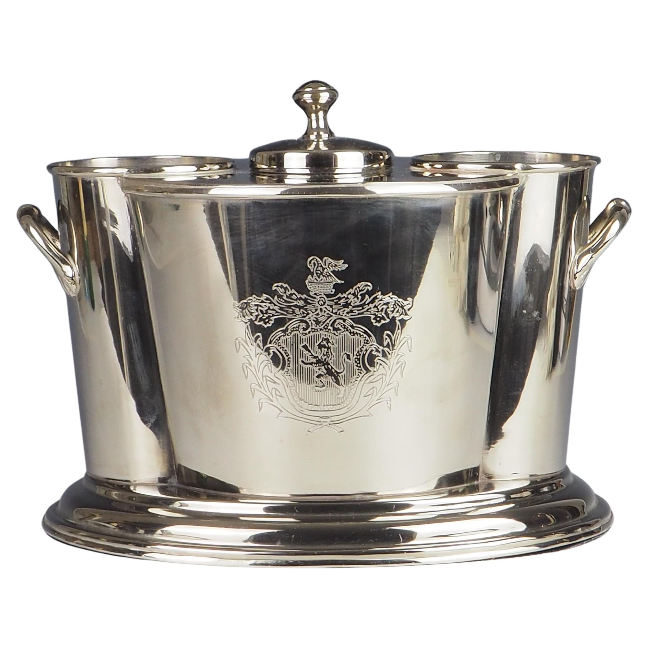 Cubitera enfriadora de vino doble bañada en plata francesa en venta