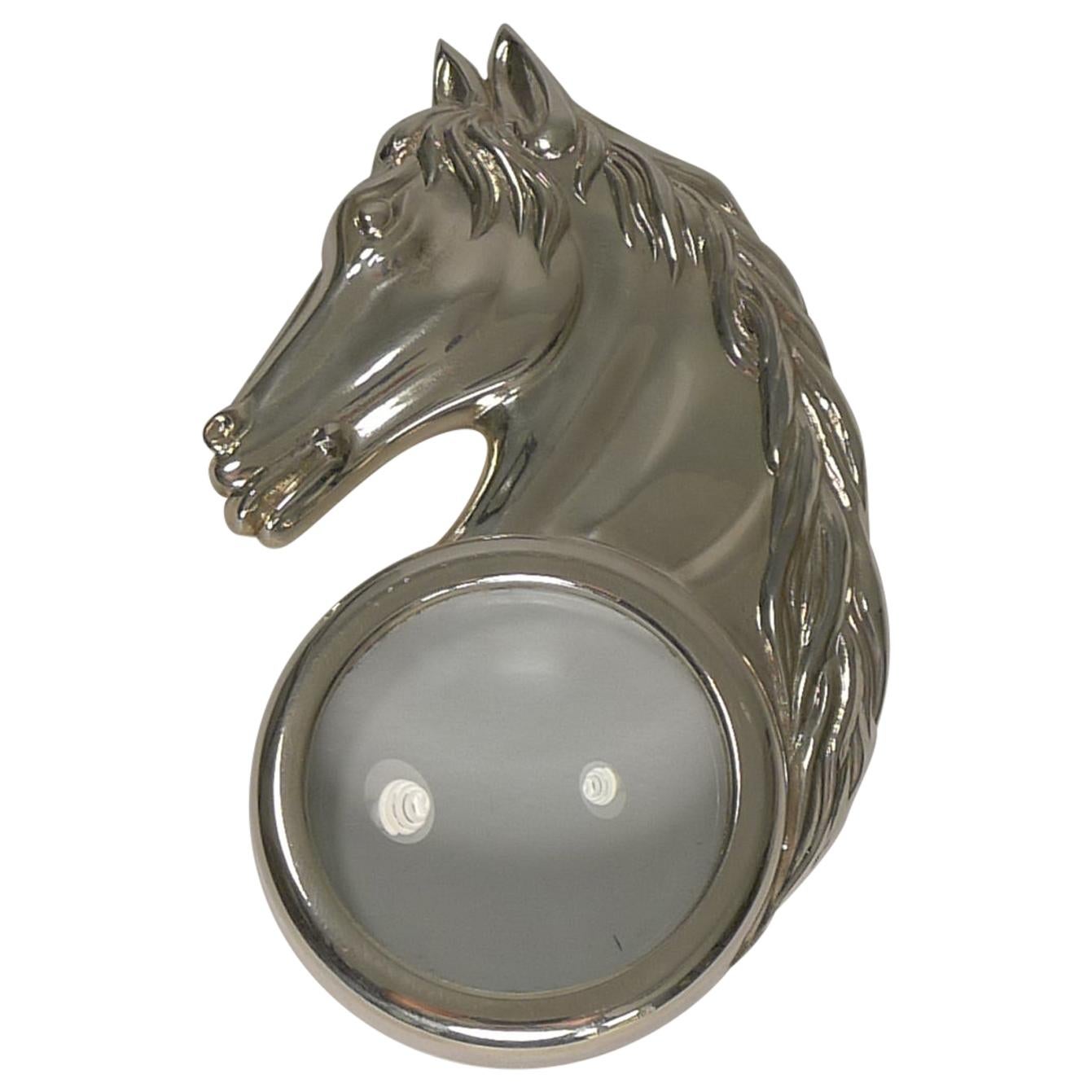 French Silver Plated Figural Magnifying Glass, Horse