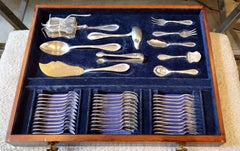 French Silver Plated Flatware Set for 12 People with Original Case
