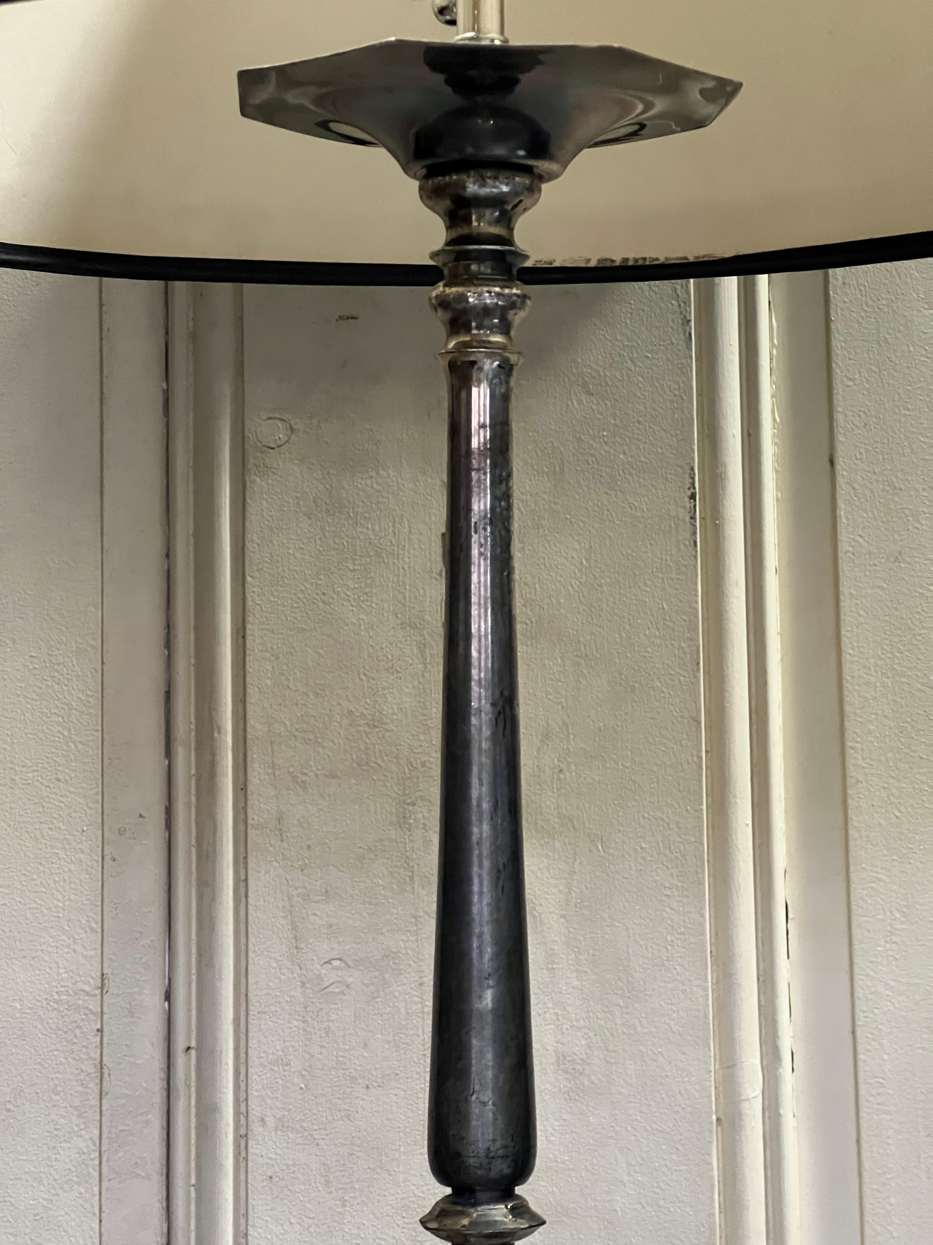 French Silver Plated Floor Lamp with Shaped Base 4