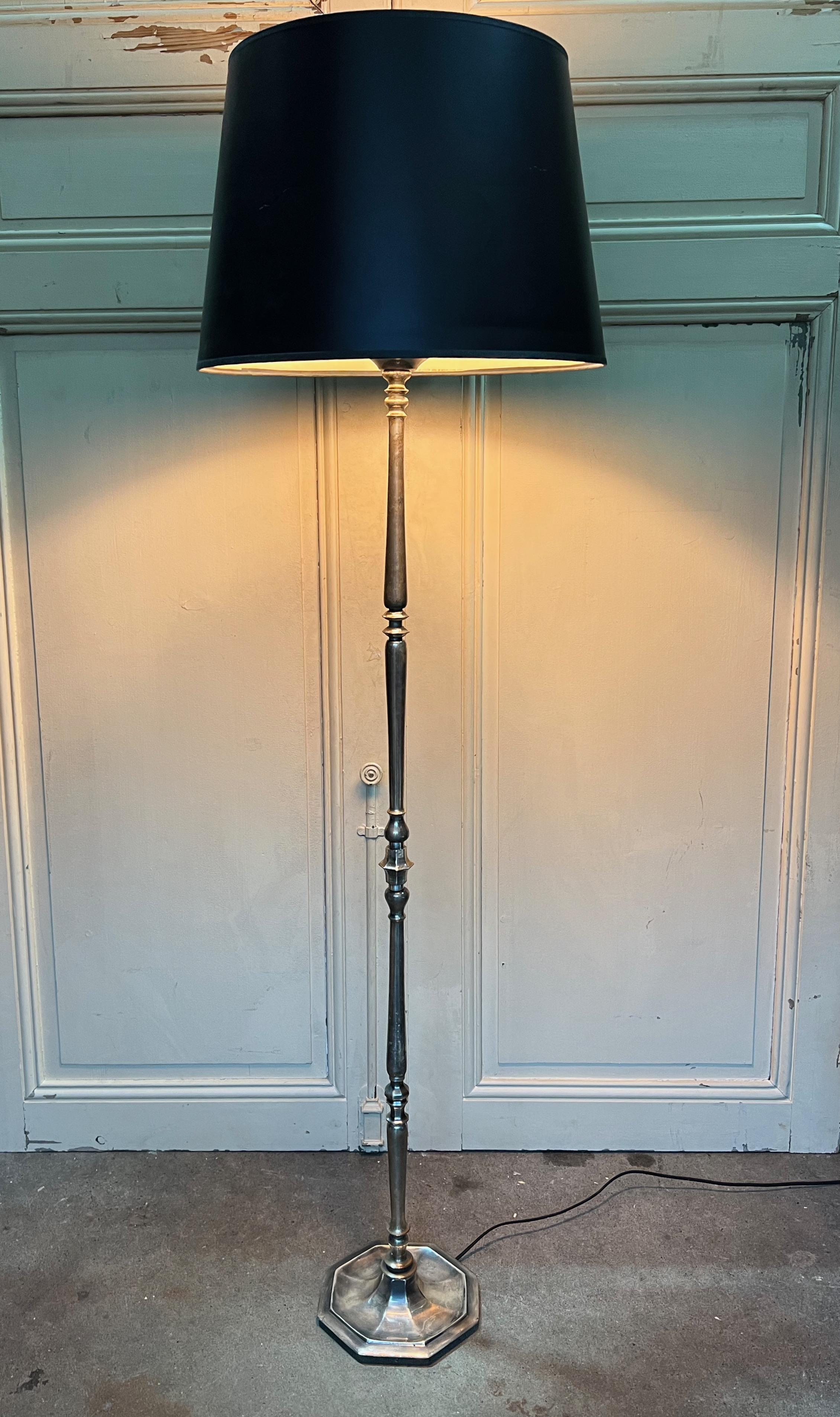 French Silver Plated Floor Lamp with Shaped Base 6