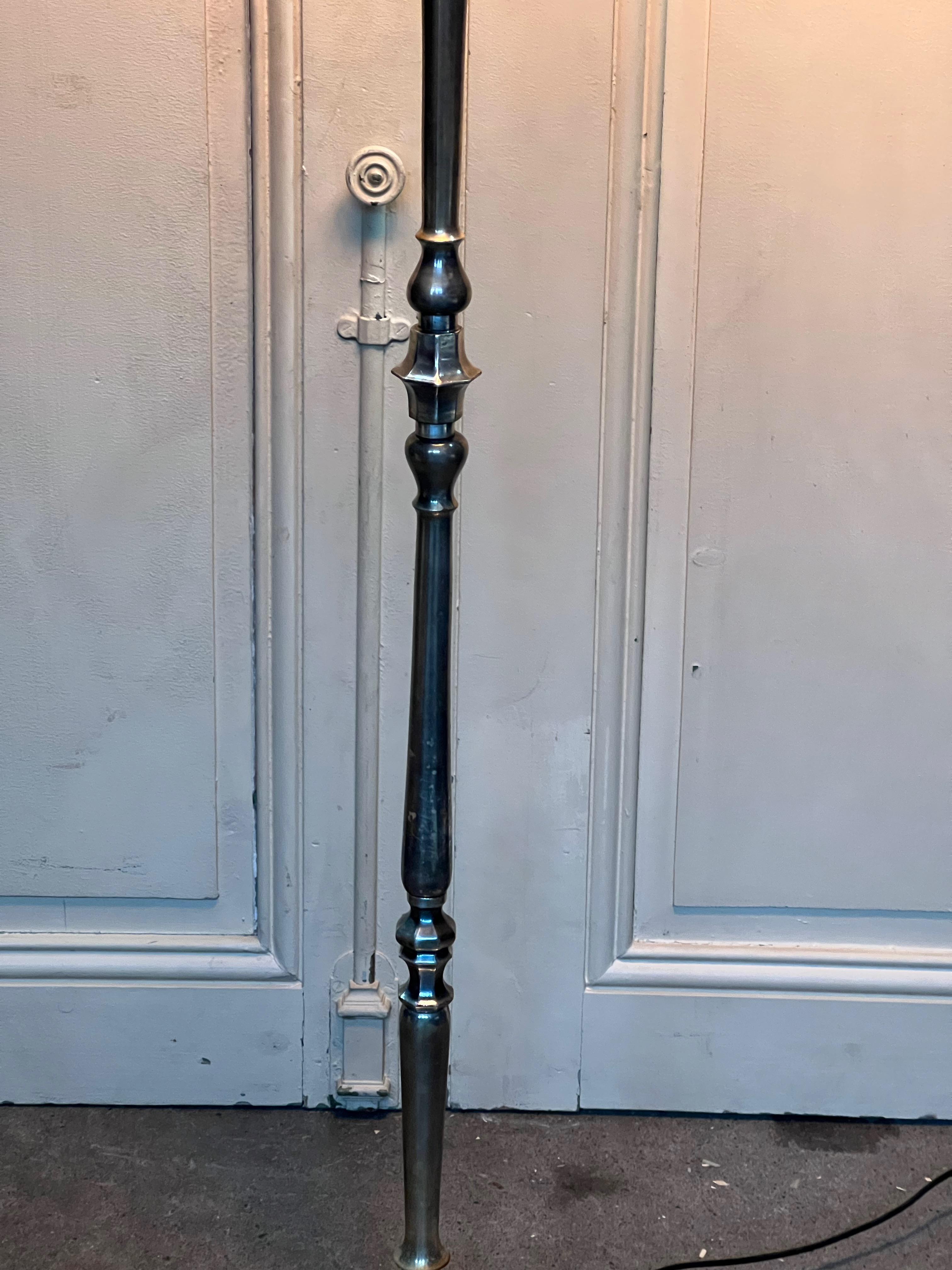 Mid-20th Century French Silver Plated Floor Lamp with Shaped Base