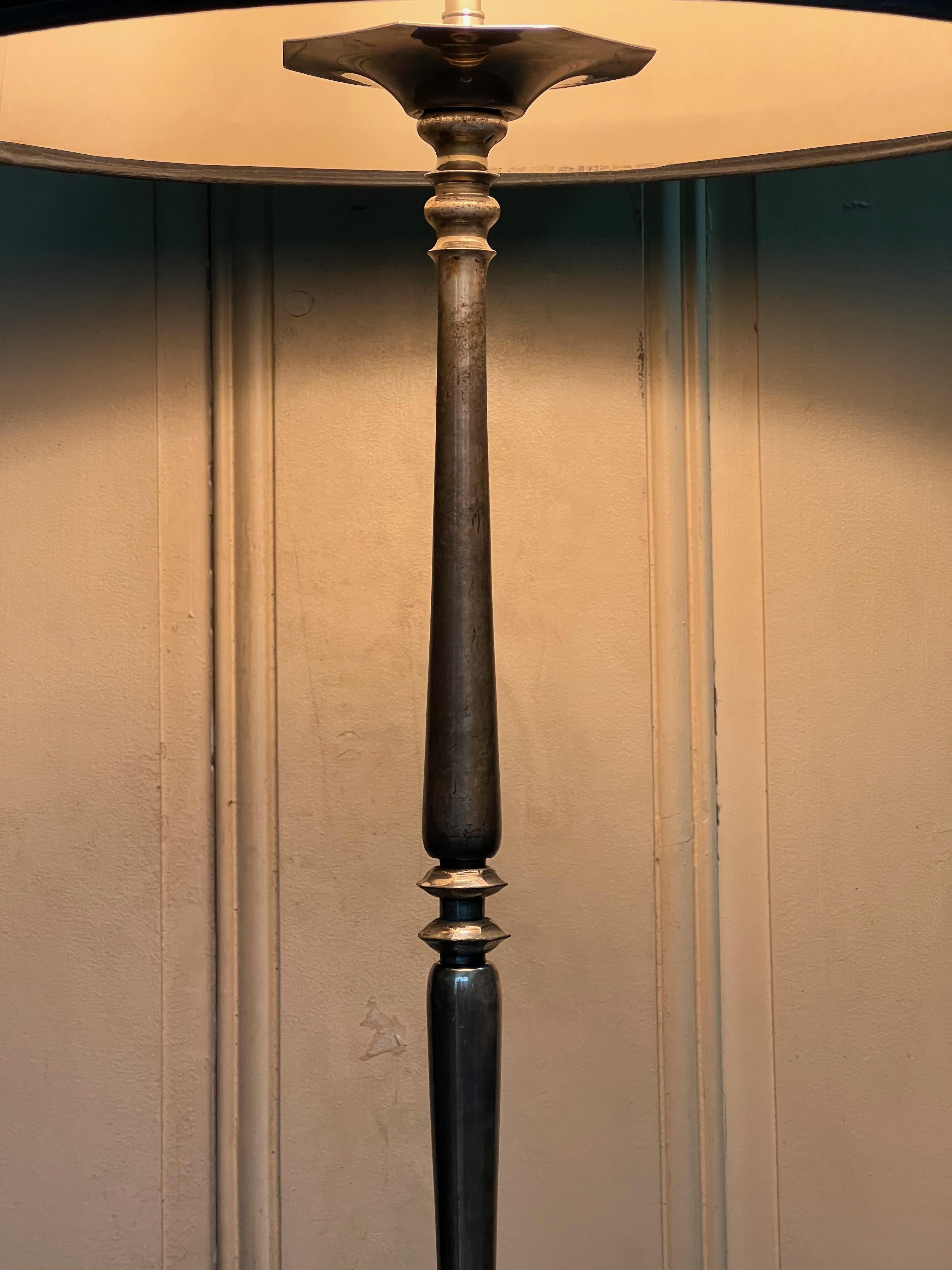 French Silver Plated Floor Lamp with Shaped Base 1