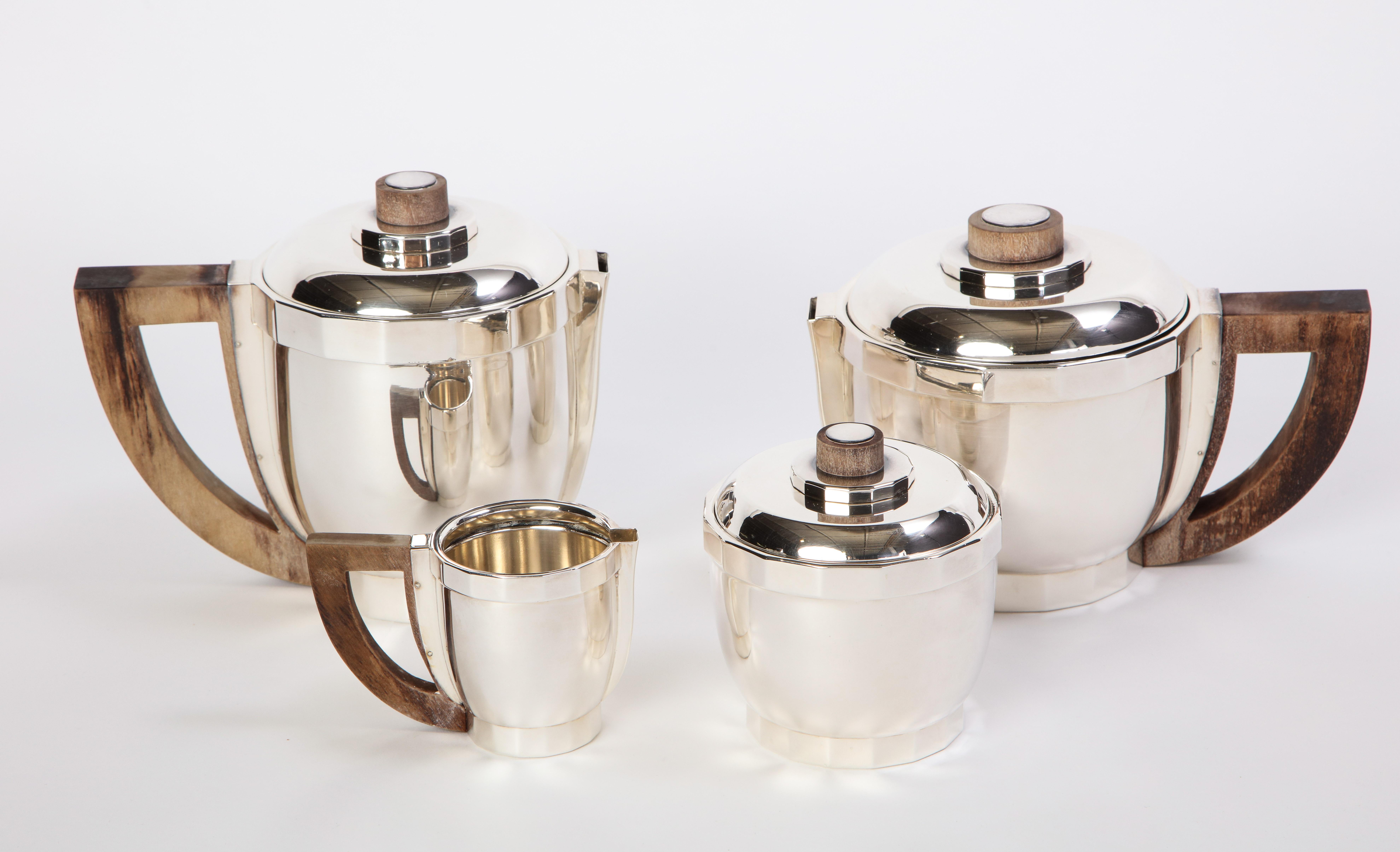 French Silver-Plated Four-Piece Puiforcat Tea and Coffee Service, circa 1990 In Good Condition For Sale In New York, NY