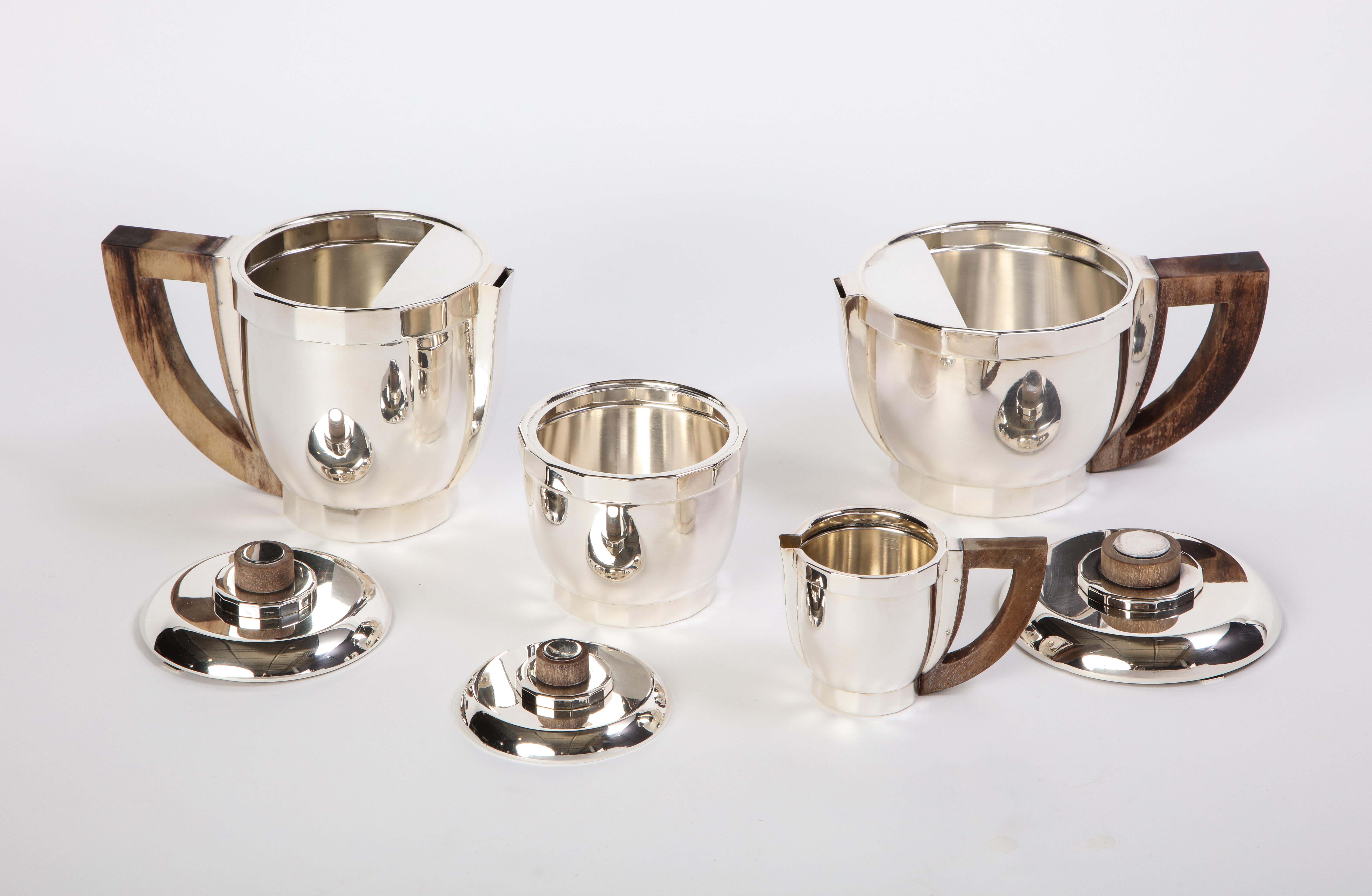 Late 20th Century French Silver-Plated Four-Piece Puiforcat Tea and Coffee Service, circa 1990 For Sale