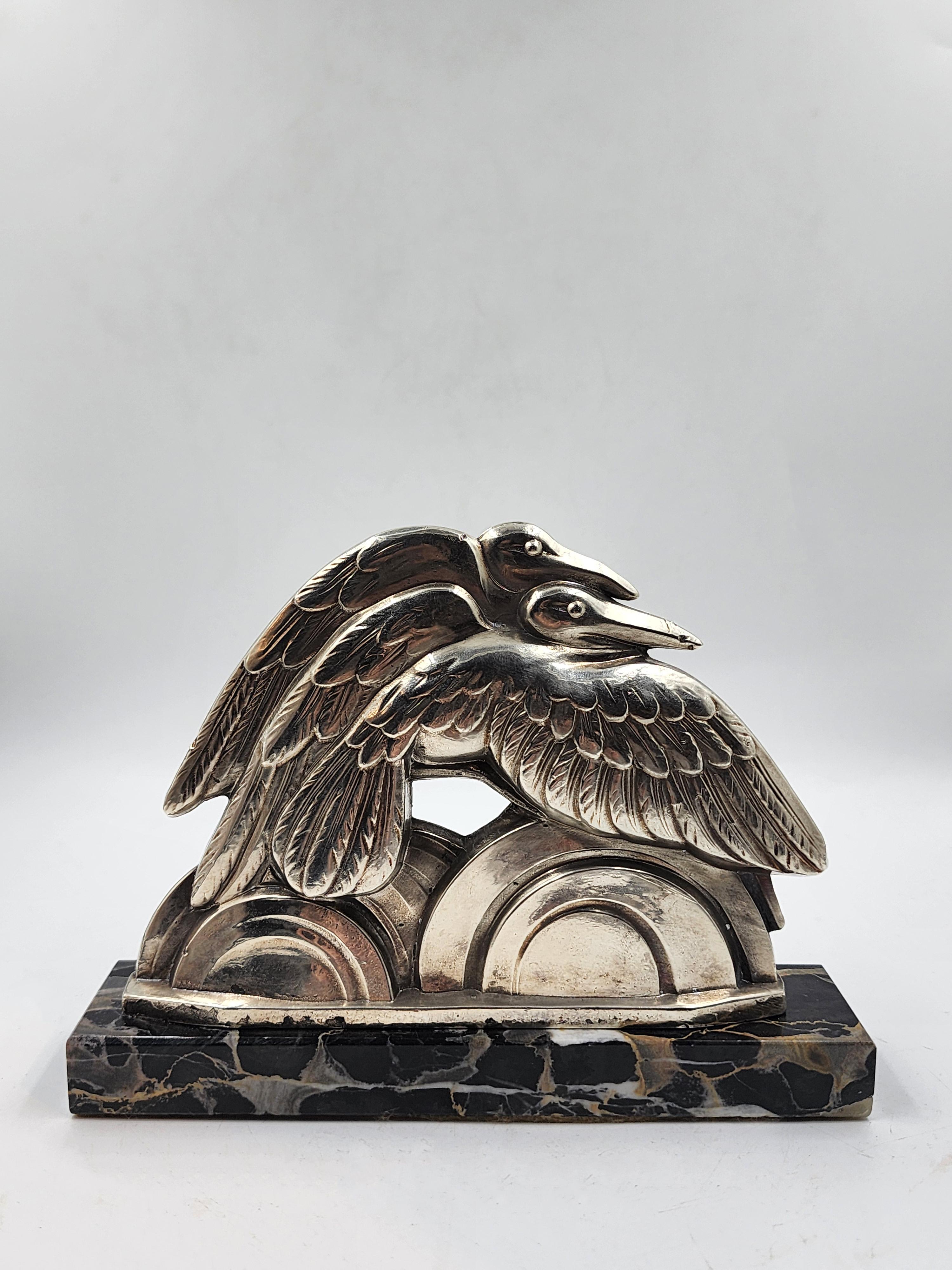 Art Deco French silver-plated metal figure 