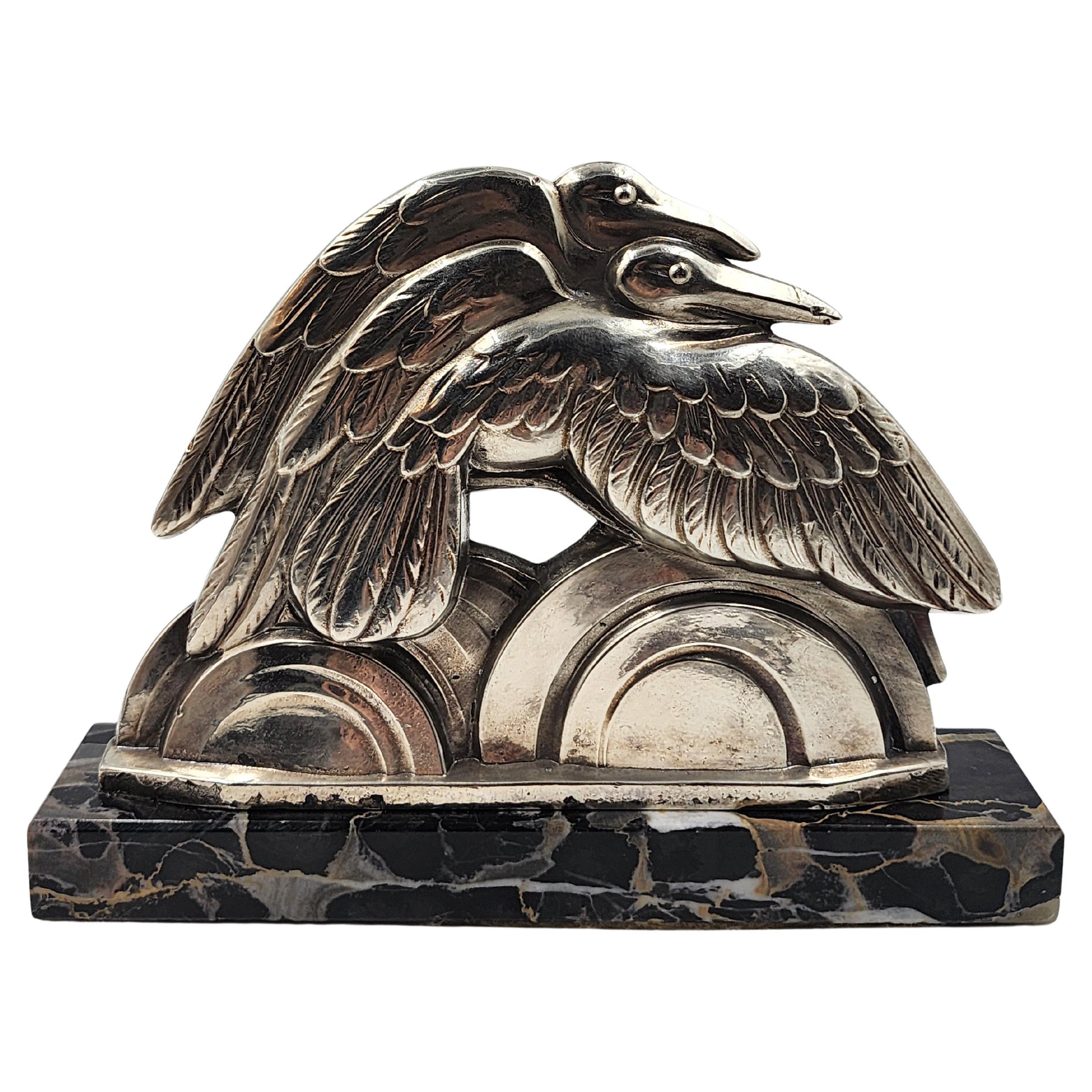 French silver-plated metal figure "Herons"