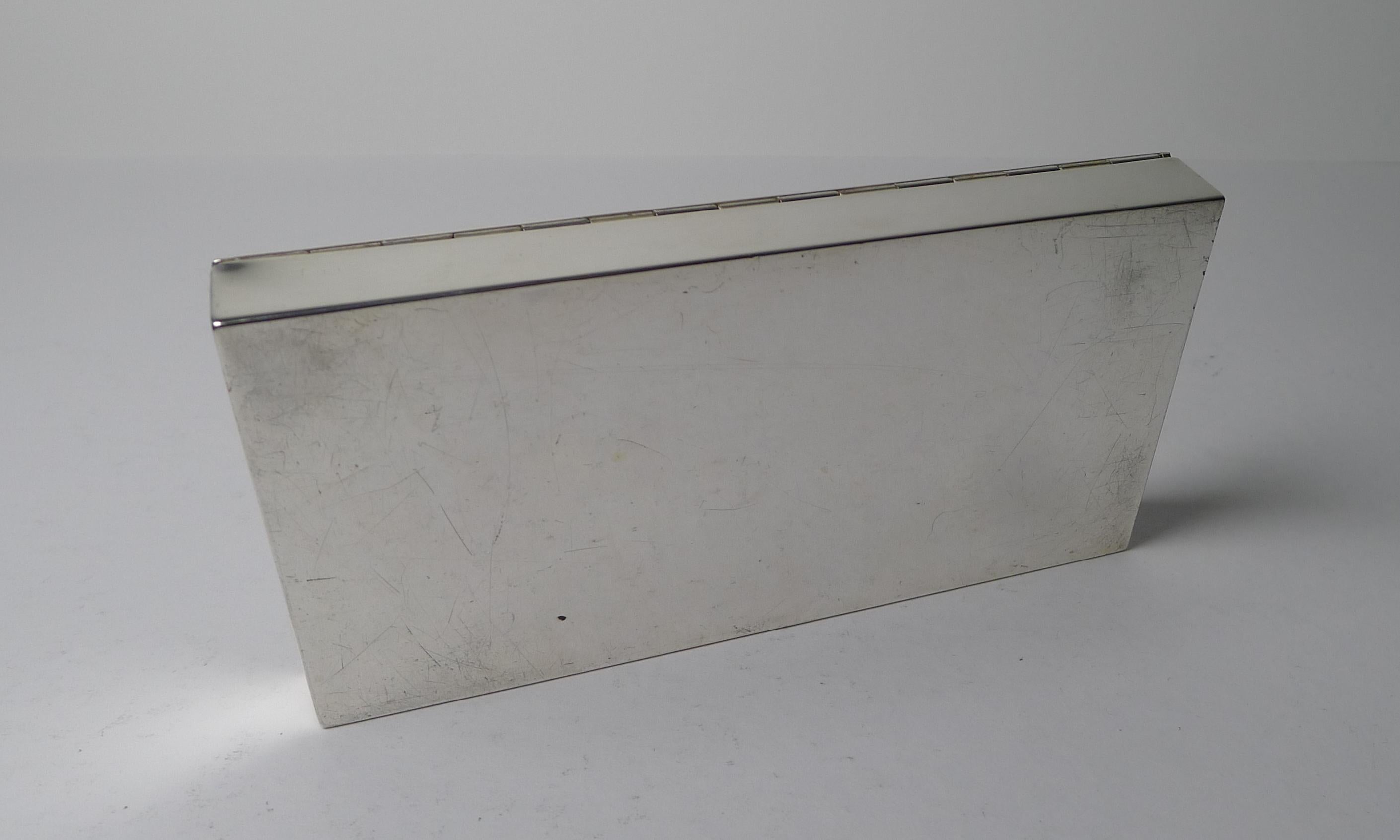 Mid-Century Modern French Silver Plated Modernist Box by Deschamps Freres, Paris, C.1950