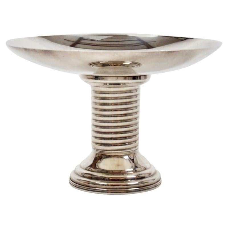 French Silver Plated Pedestal Dish Art Deco Centerpiece, 1930s