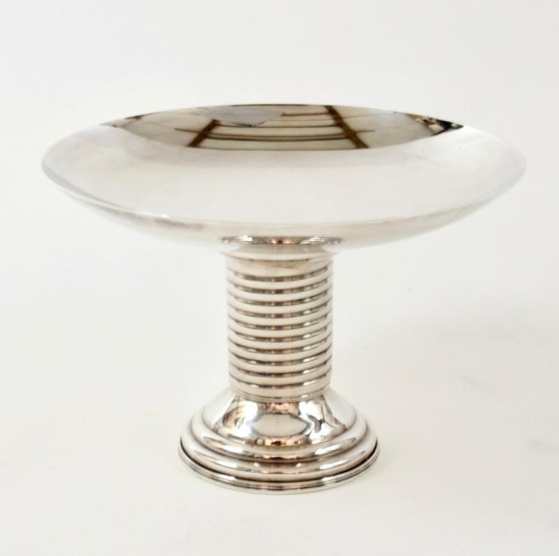 French Silver Plated Pedestal Dish Art Deco Centerpiece, 1930s In Good Condition In London, GB