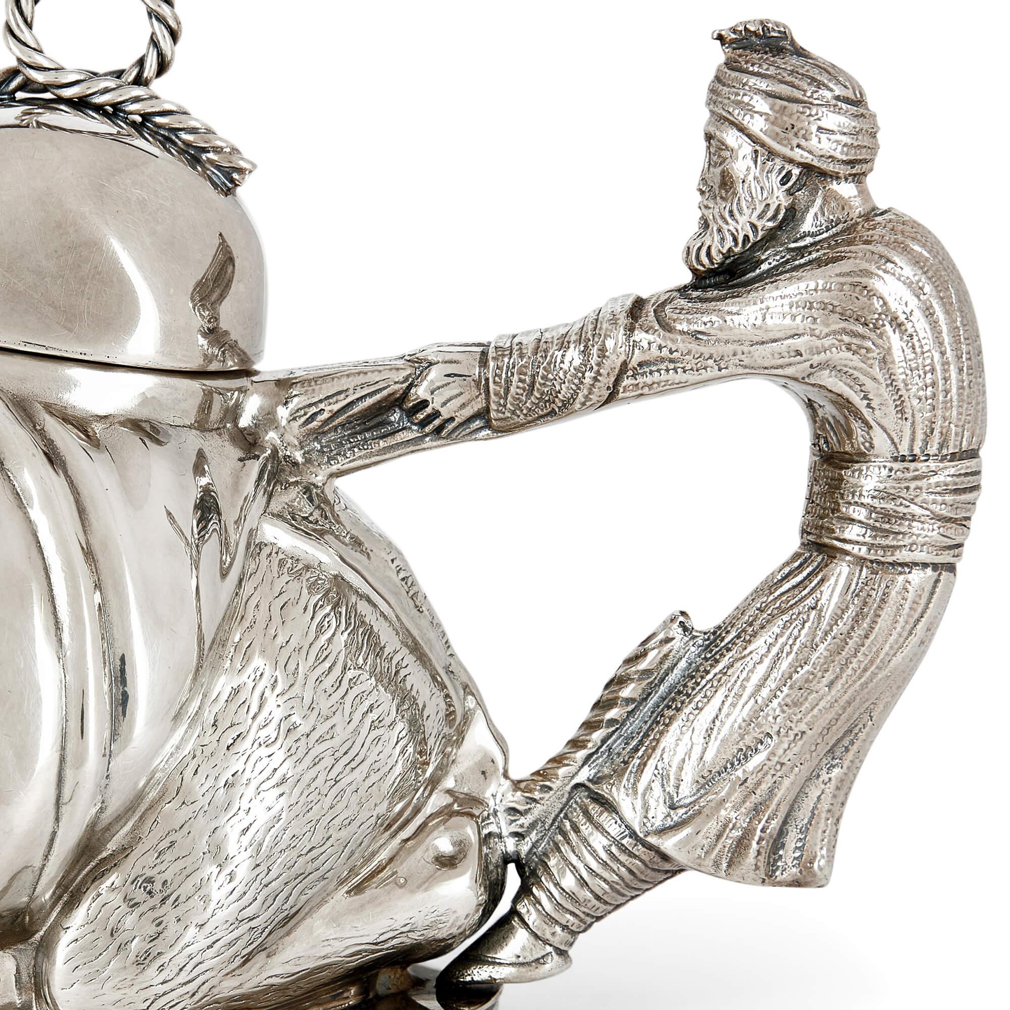 French Silver-Plated Teapot with Camel Design  In Good Condition For Sale In London, GB