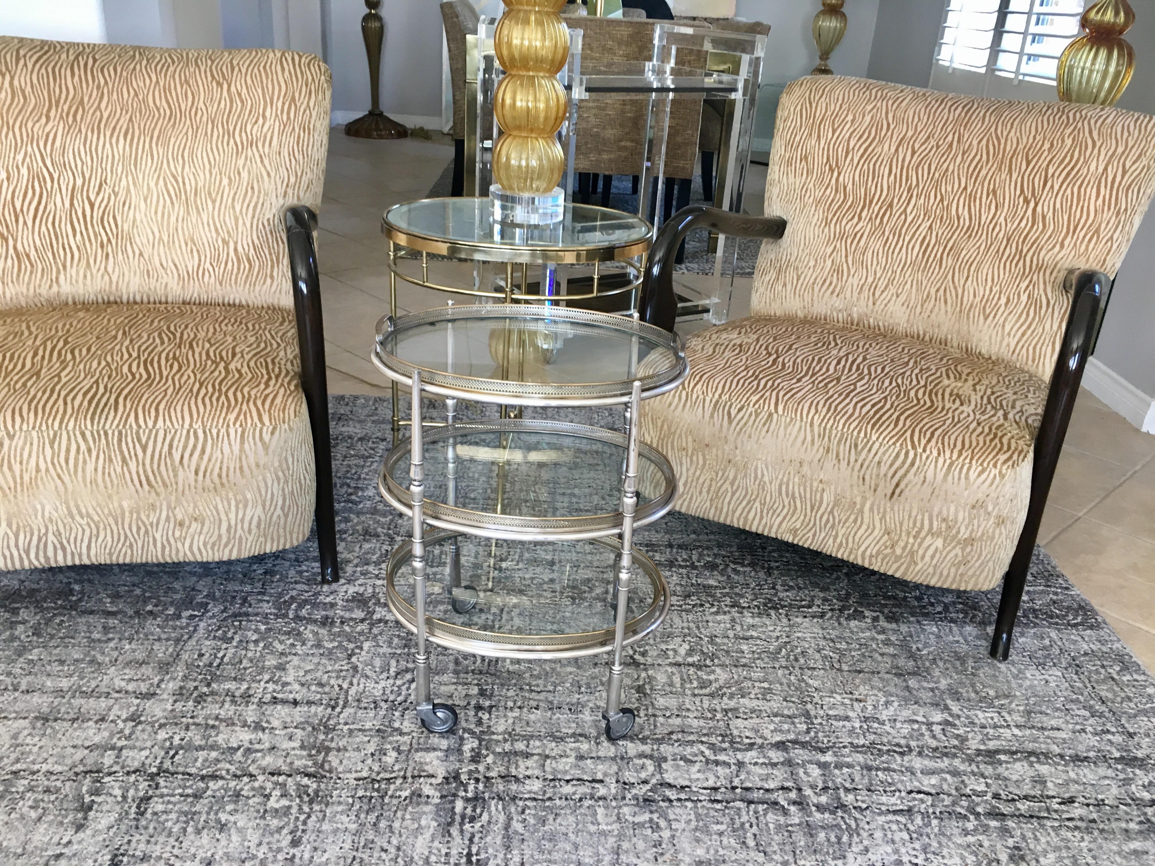 French Silver Plated Three-Tier Bar Serving Cart 7