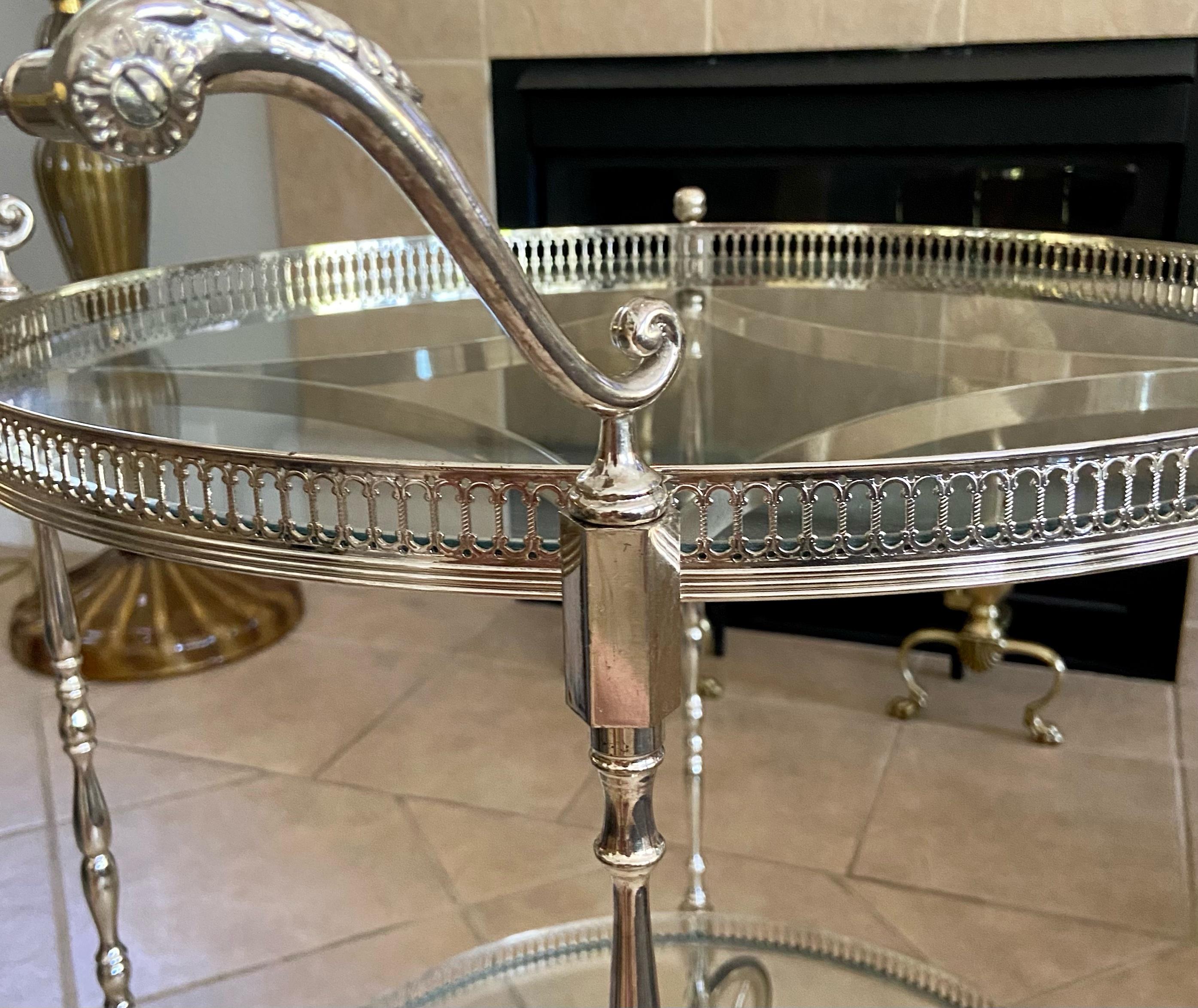 French Nickel Plated Two-Tier Bar Cart 6