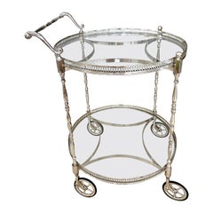 French Nickel Plated Two-Tier Bar Cart