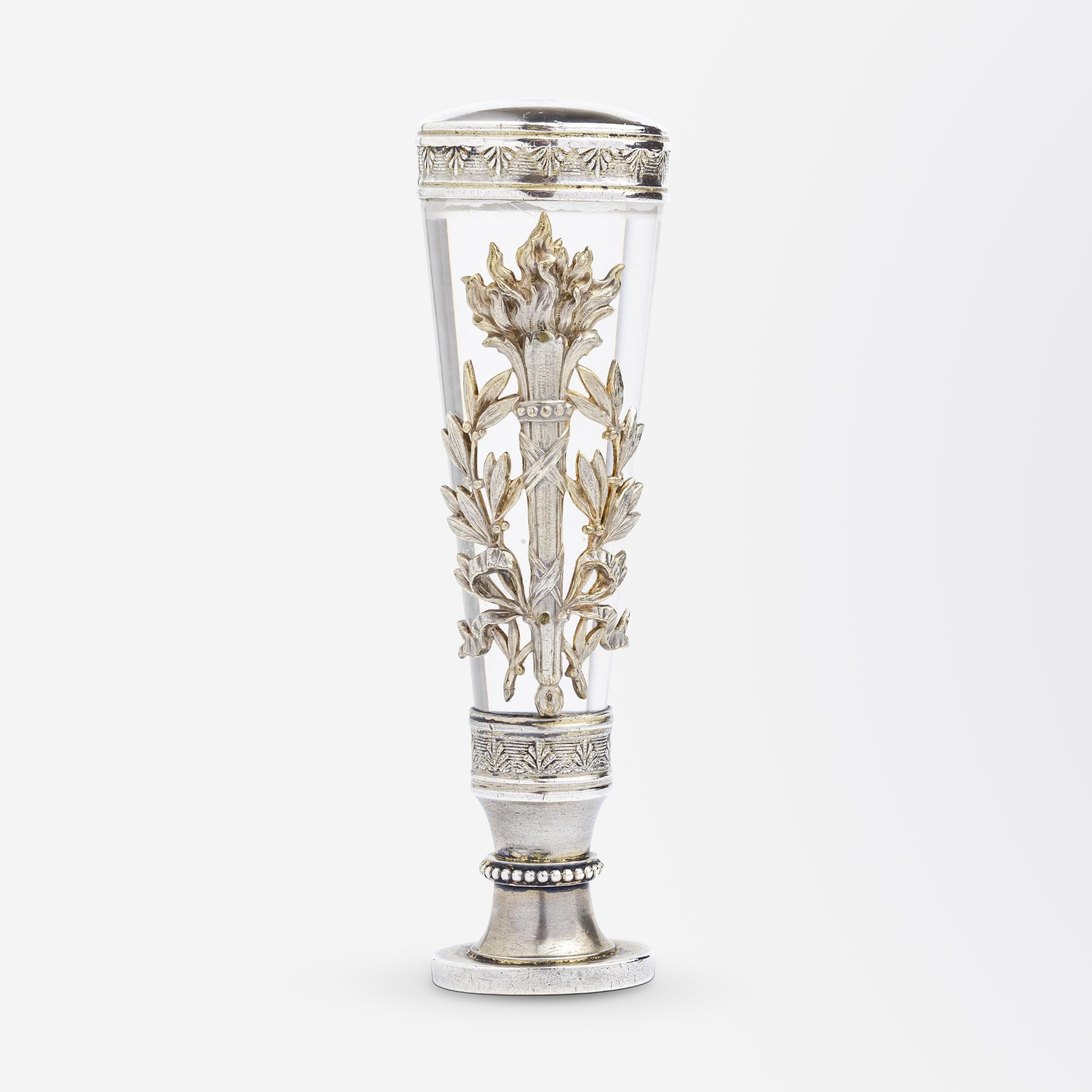 Uncut French Silver & Rock Crystal Desk Seal by Maria Remy