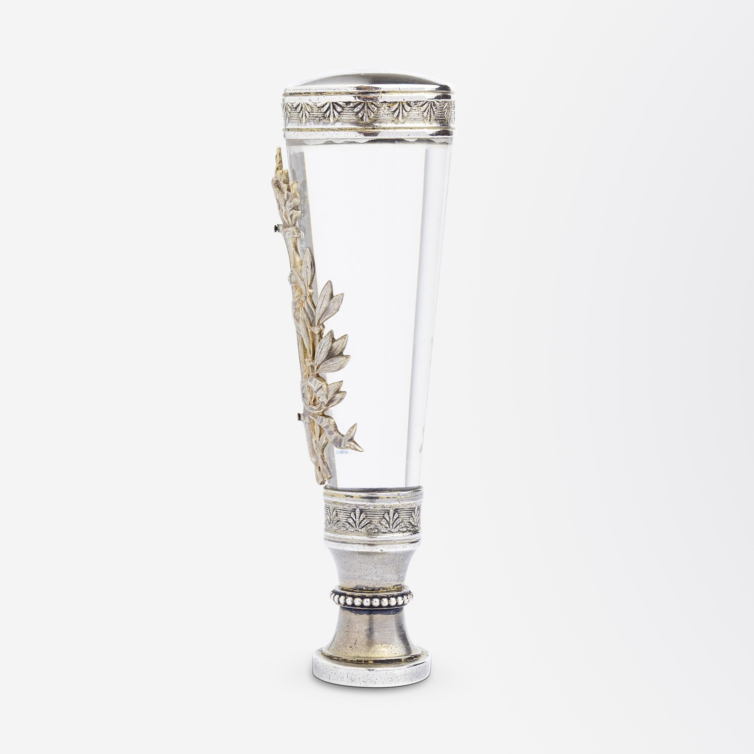 French Silver & Rock Crystal Desk Seal by Maria Remy In Good Condition In Brisbane City, QLD