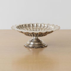 French Silver Scalloped Pedestal Bowl