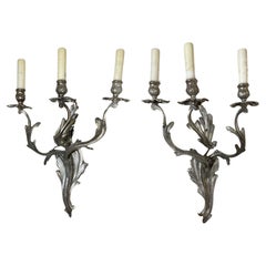 Used French Silver Sconces