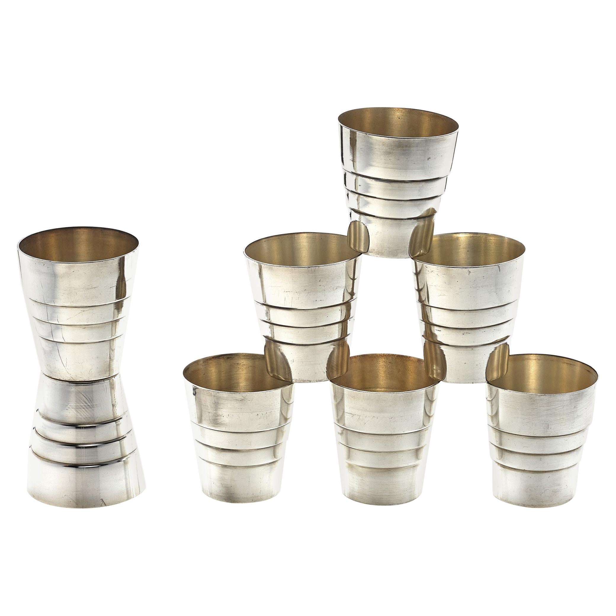French Silver Shot Glasses, Set of 8