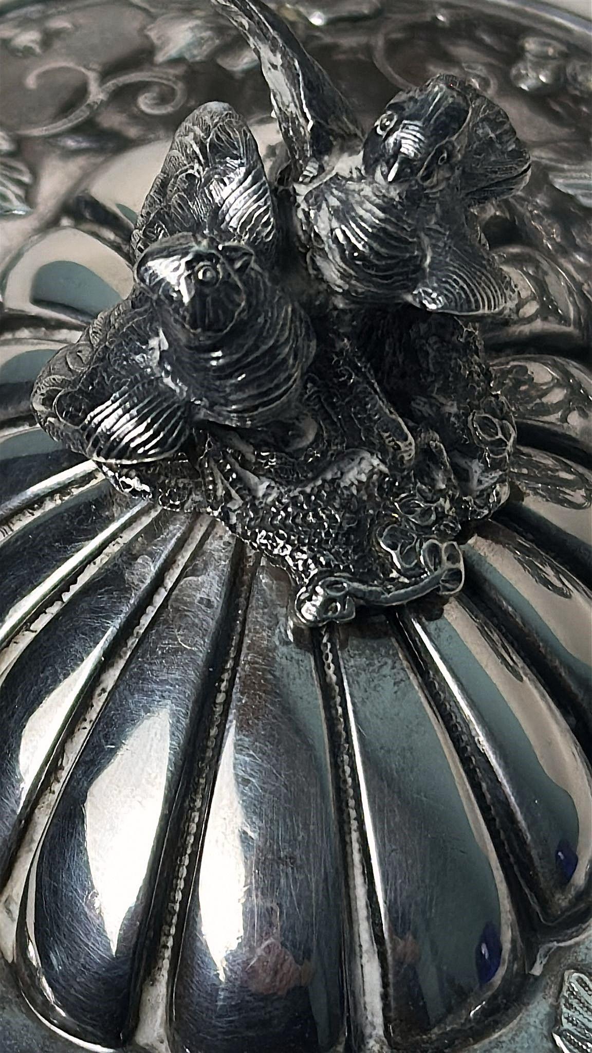Französisch Silber Zuckerdose mit kobaltblauem Glas Liner Export Mark im Angebot 5