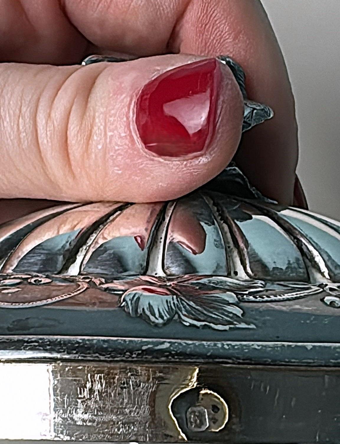 Französisch Silber Zuckerdose mit kobaltblauem Glas Liner Export Mark im Angebot 11