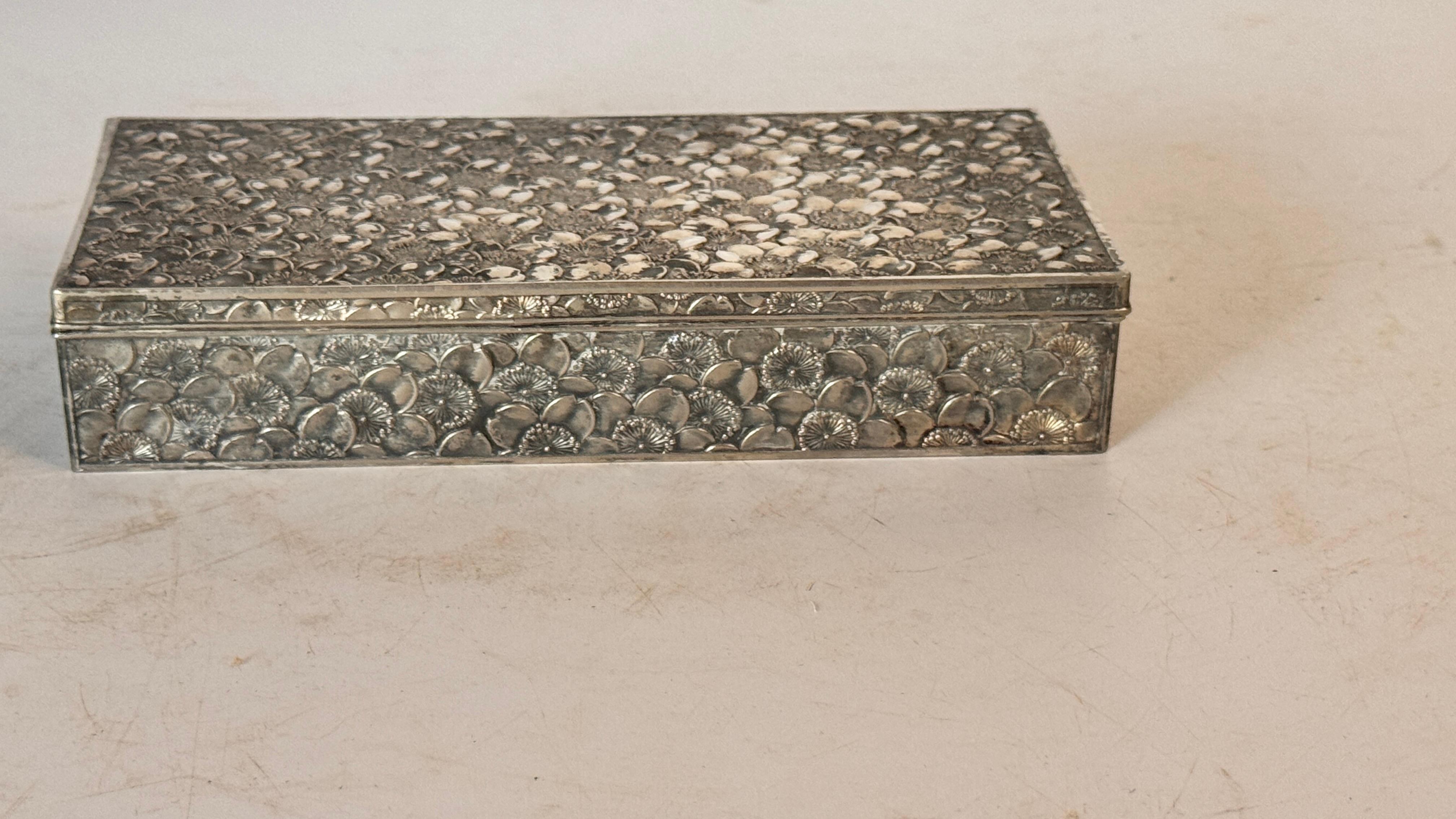 Late 20th Century French Silver-Tone Metal Jewelry Box – Rectangular with Sparkling Facets – 1970s For Sale