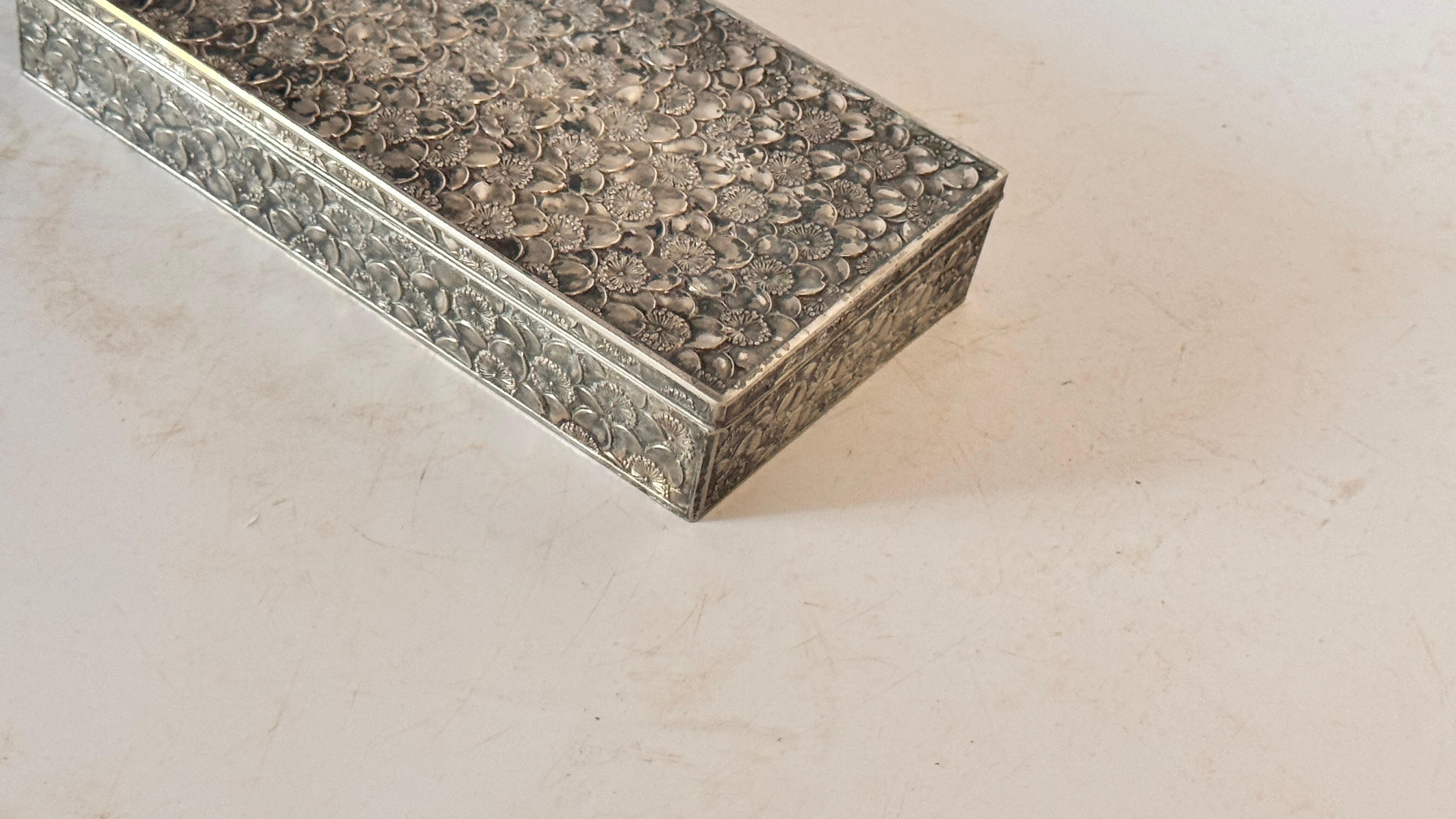 French Silver-Tone Metal Jewelry Box – Rectangular with Sparkling Facets – 1970s For Sale 1