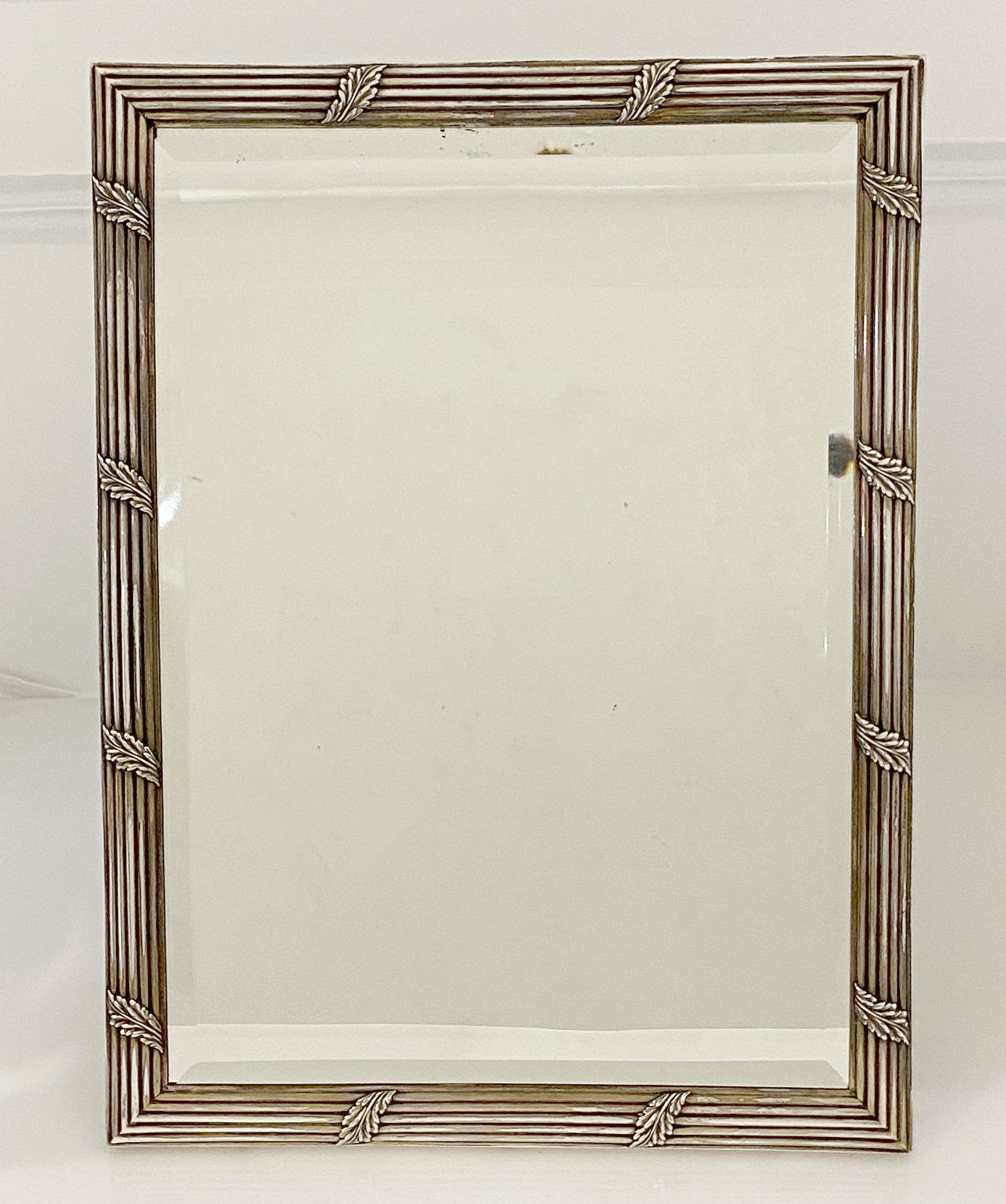 French Silver Vanity or Standing Table Mirror with Beveled Glass In Good Condition For Sale In Austin, TX