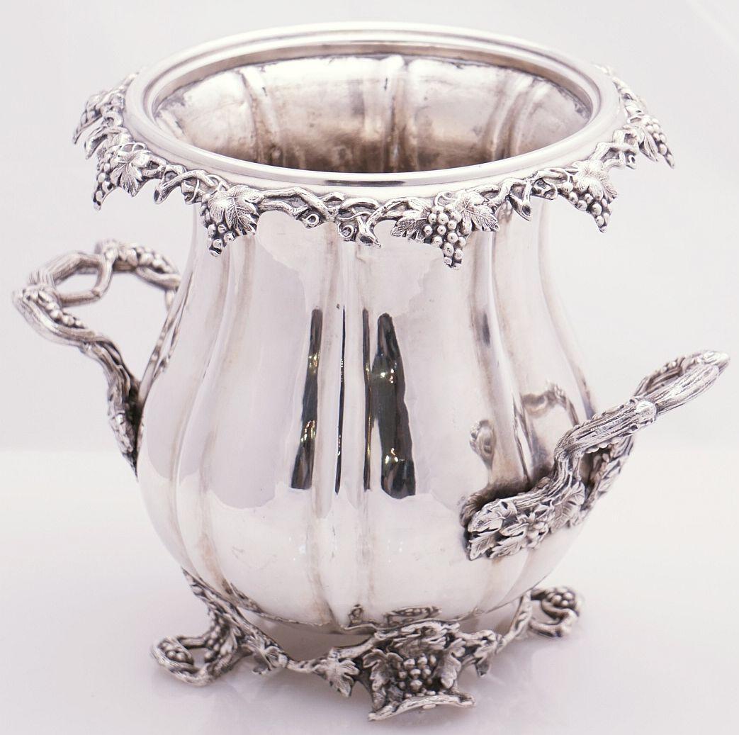 French Silver Wine Coolers with Grape Motif 'Priced Individually' In Good Condition In Austin, TX