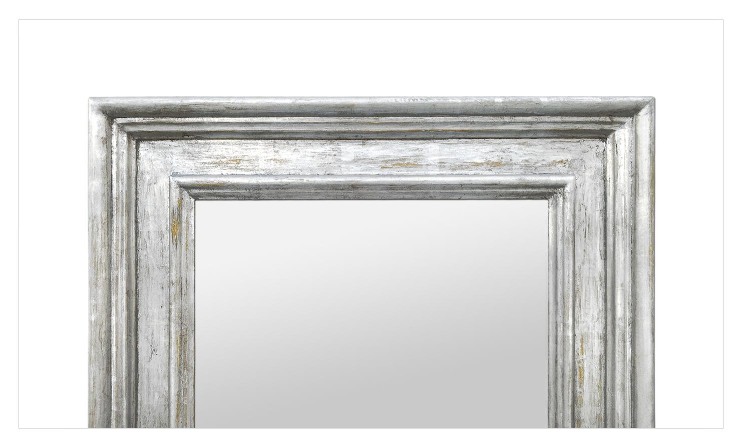 Français Miroir français en bois argenté:: cadre d'inspiration 