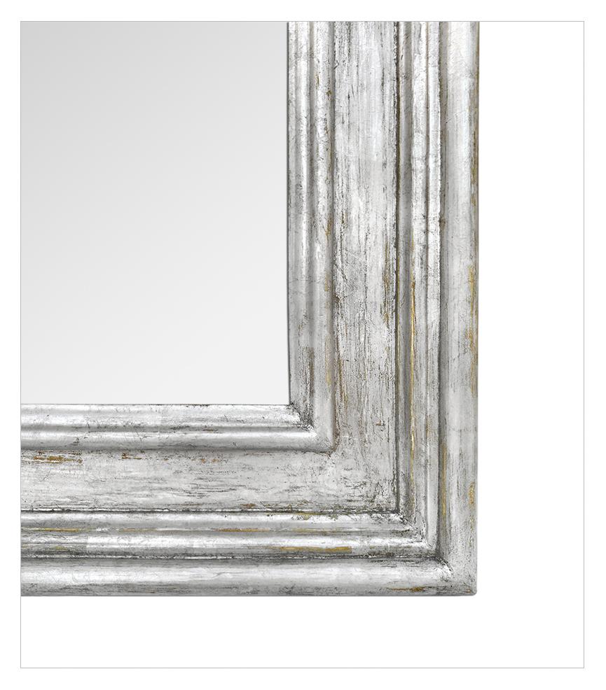 Miroir français en bois argenté:: cadre d'inspiration 