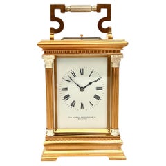 Antique French Silvered and Gilt Eight Day Striking and Repeating Carriage Clock