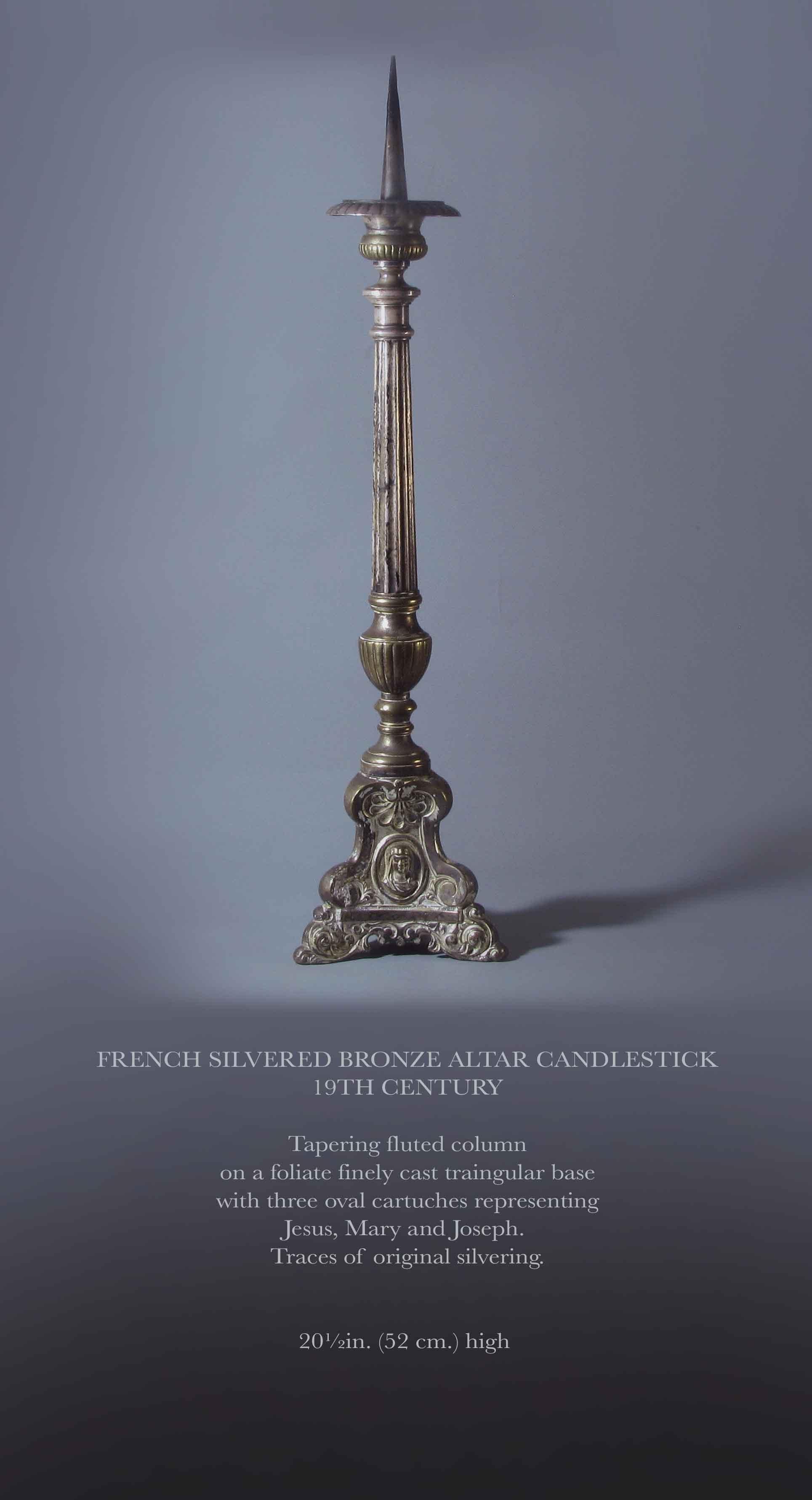 French Silvered Bronze Altar Candlestick, 19th Century 6