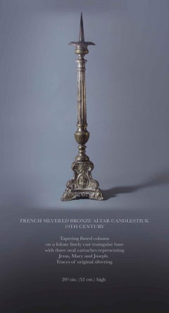 French Silvered Bronze Altar Candlestick, 19th Century