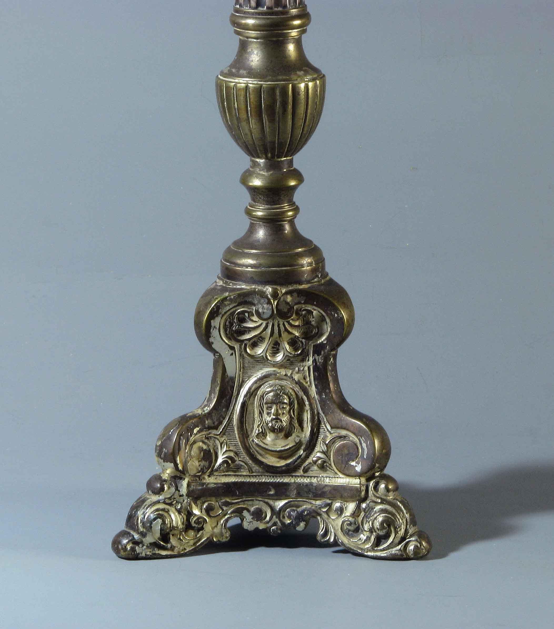 French Silvered Bronze Altar Candlestick, 19th Century 1