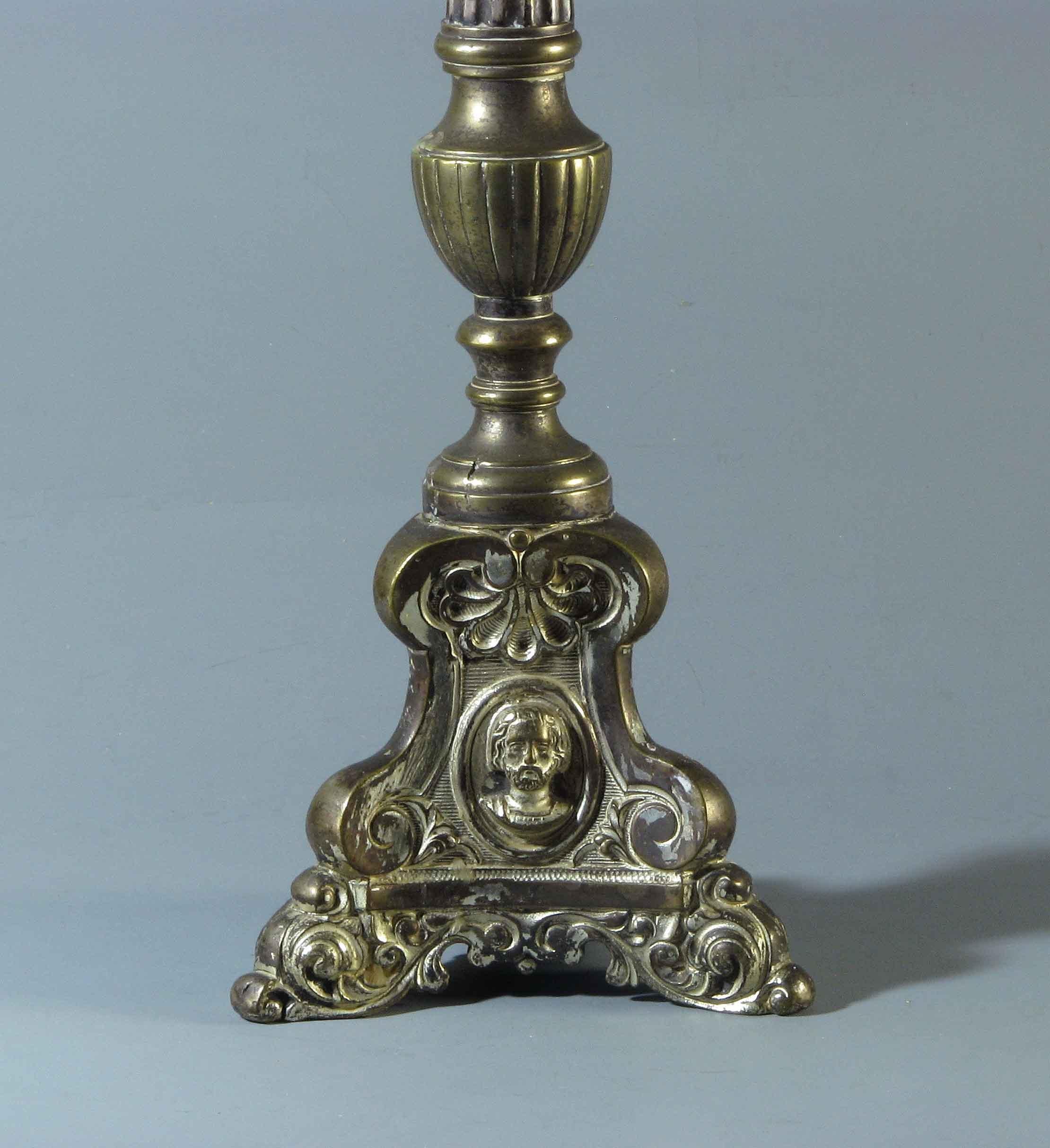 French Silvered Bronze Altar Candlestick, 19th Century 2