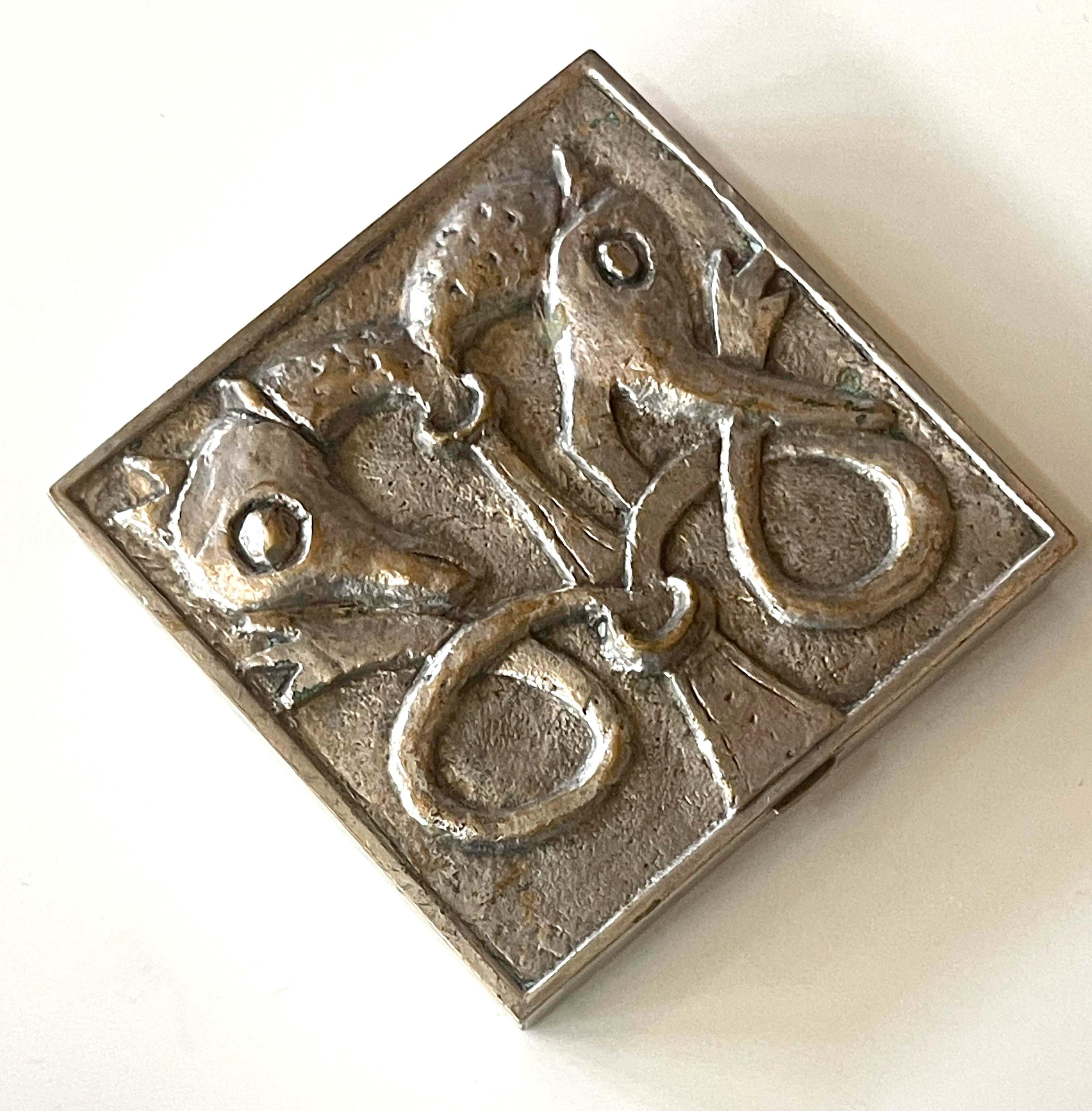 Boîte Line Vautrin française en bronze argenté Bon état - En vente à Atlanta, GA