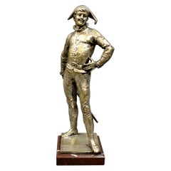 French Silvered Bronze Figure of a Harlequin